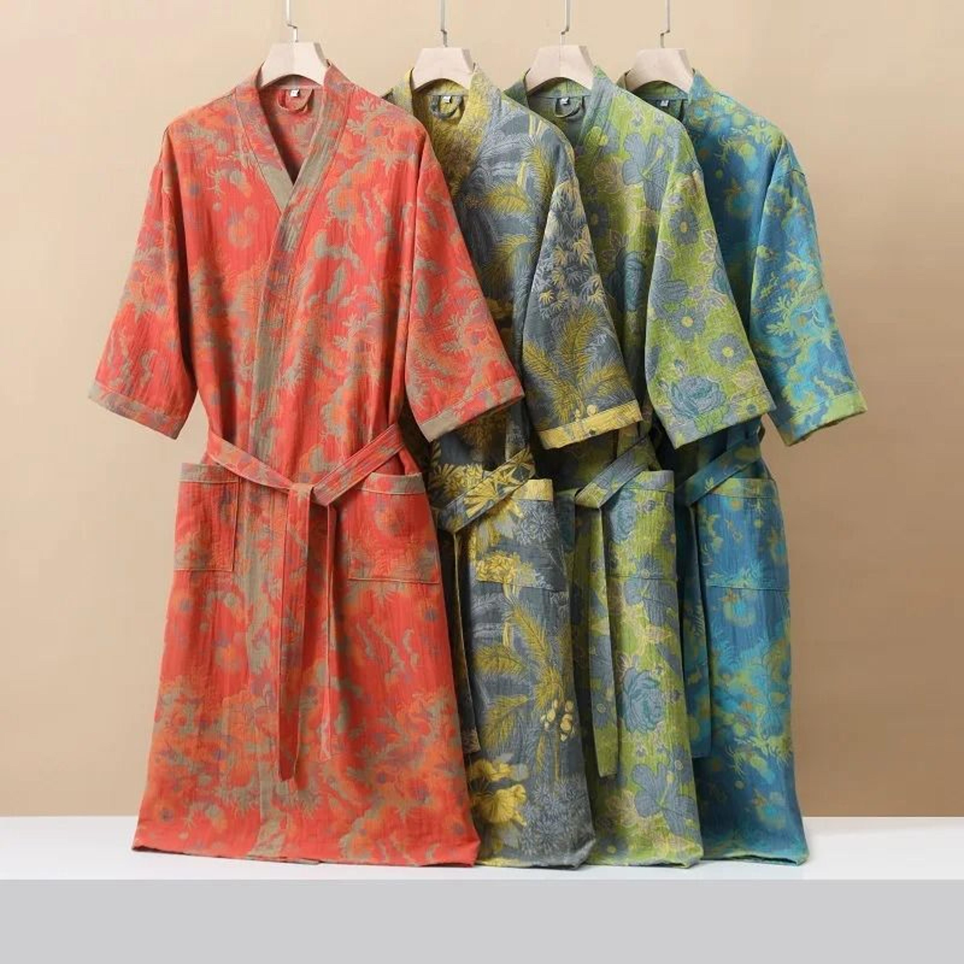 Fashionable Printed Cotton Kimono Robe  Professional Thin SpringSummer Absorbent Home Wear 1
