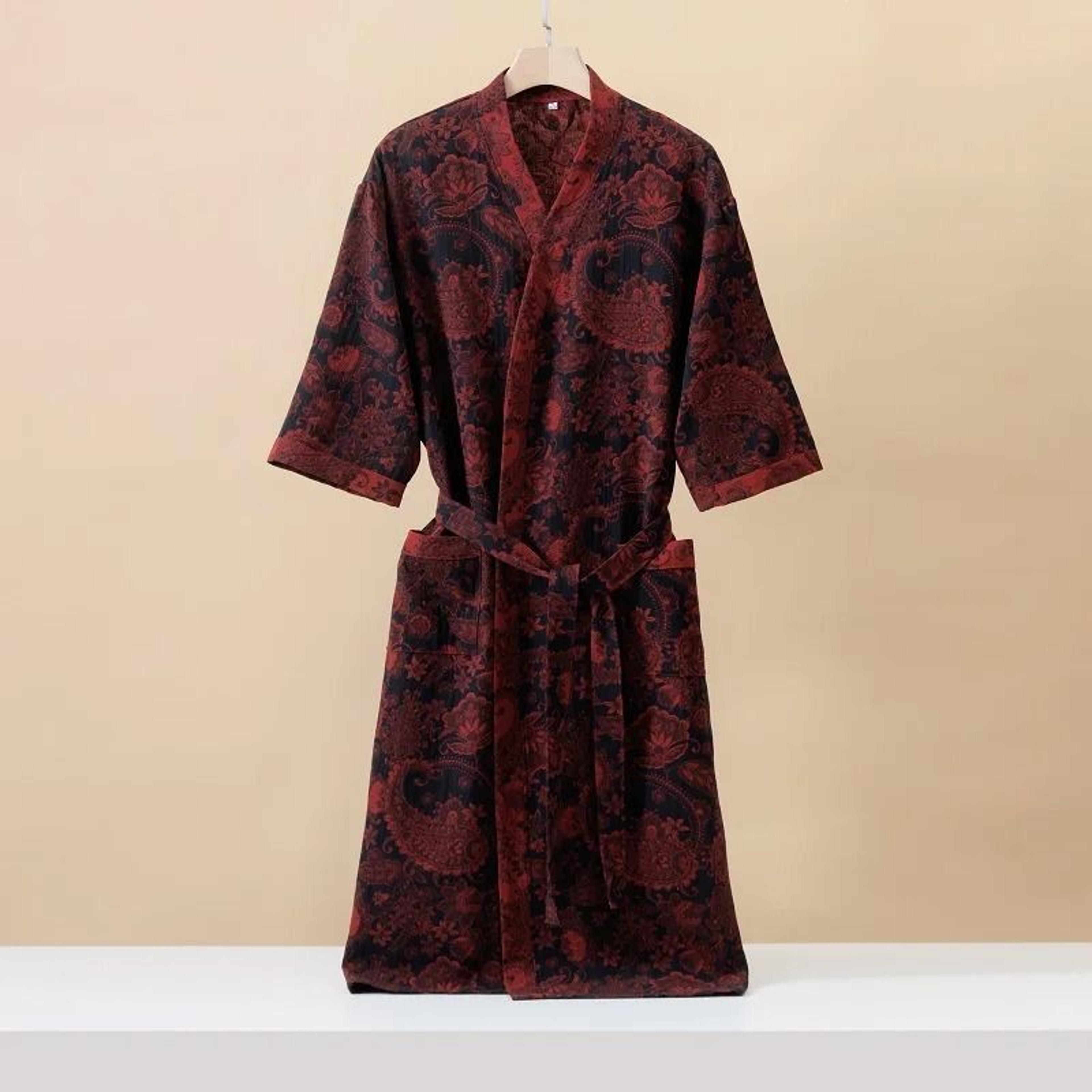 Fashionable Printed Cotton Kimono Robe  Professional Thin SpringSummer Absorbent Home Wear 7