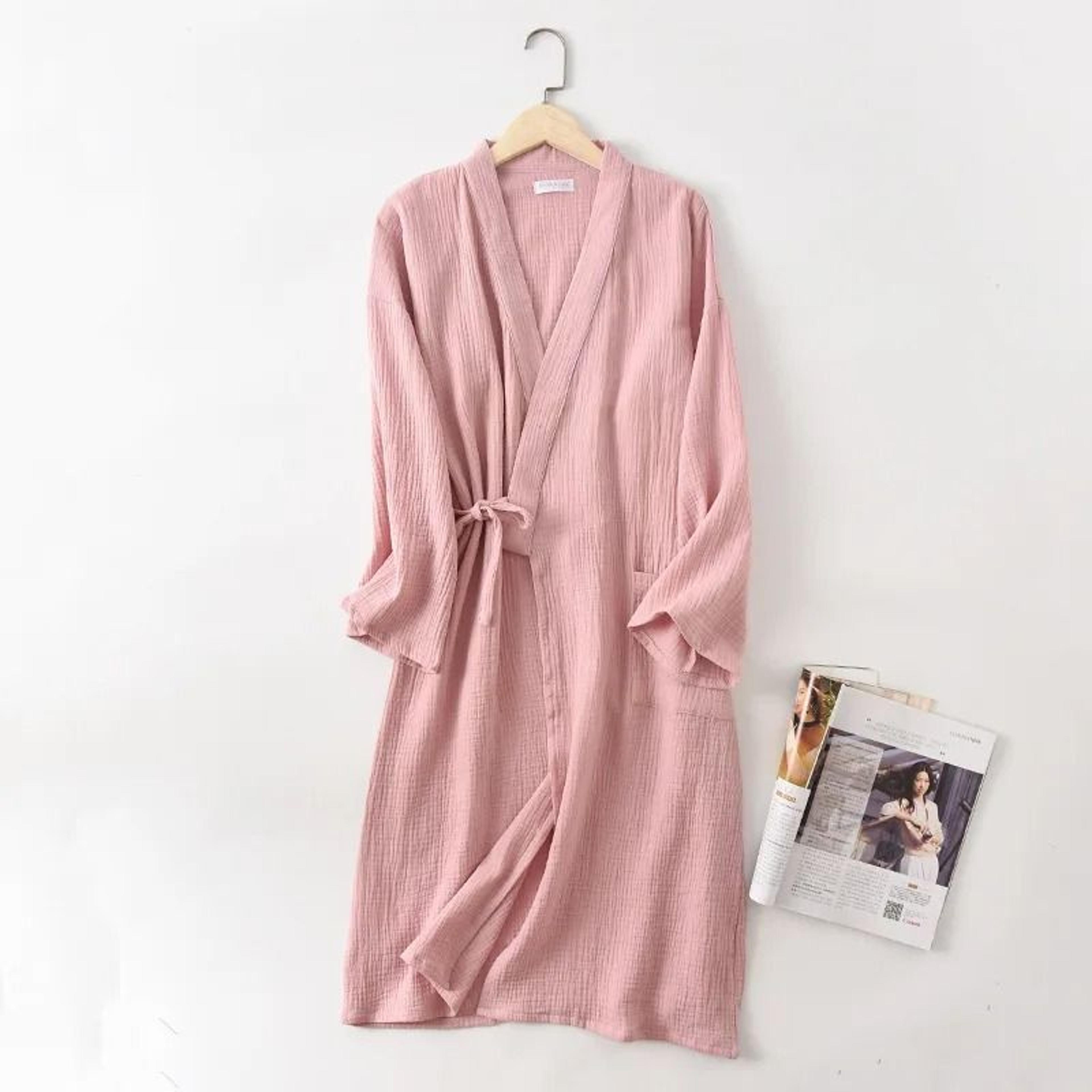 Japanese Cotton Crepe Kimono Robe  Professional Couples Bathrobe  Breathable SpringAutumn Sleepwear 3