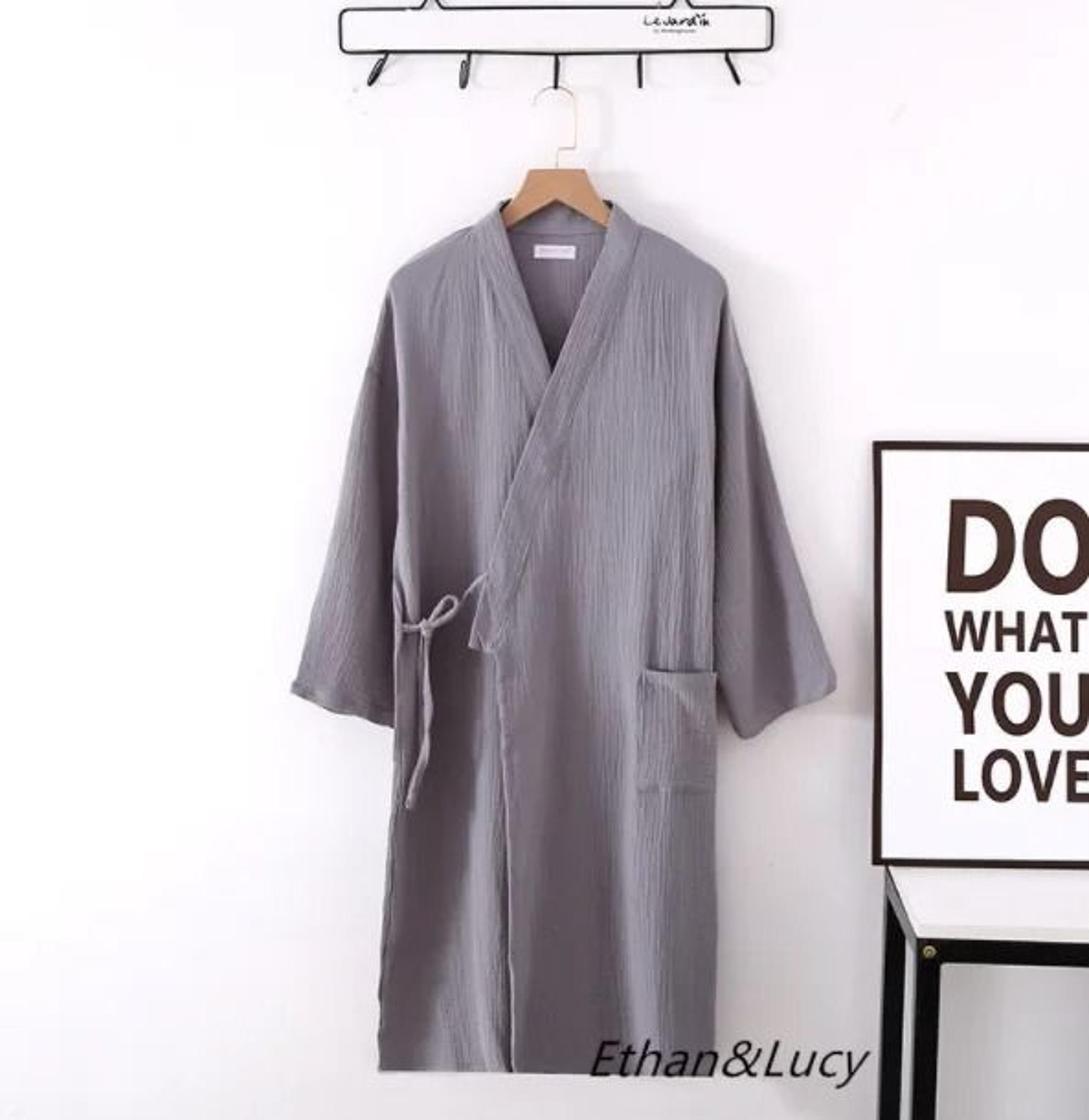 Japanese Cotton Crepe Kimono Robe  Professional Couples Bathrobe  Breathable SpringAutumn Sleepwear 15