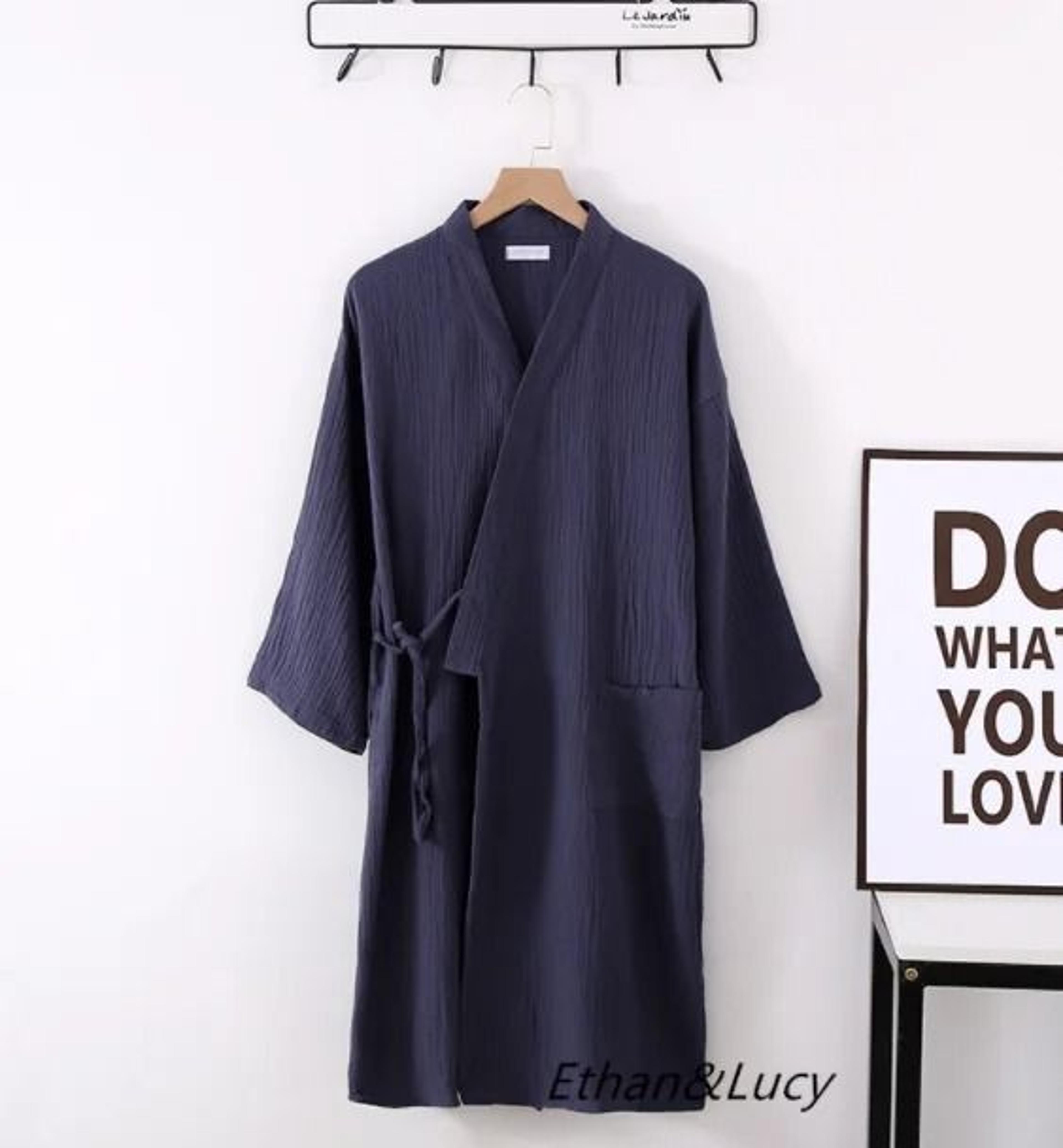 Japanese Cotton Crepe Kimono Robe  Professional Couples Bathrobe  Breathable SpringAutumn Sleepwear 18