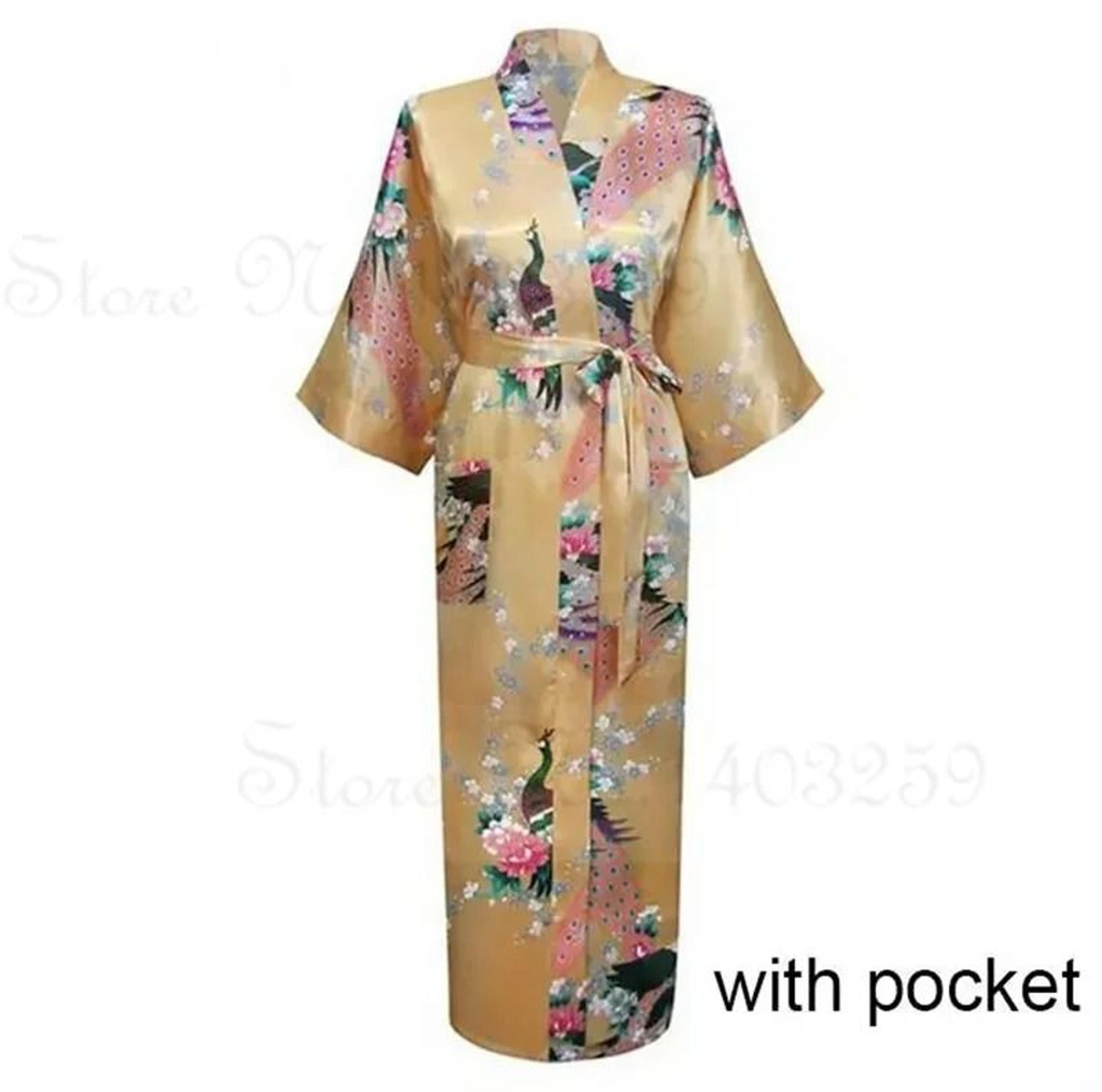 Luxurious Long Satin Kimono Robe  Professional Bride  Bridesmaid Dressing Gown With Pockets 19