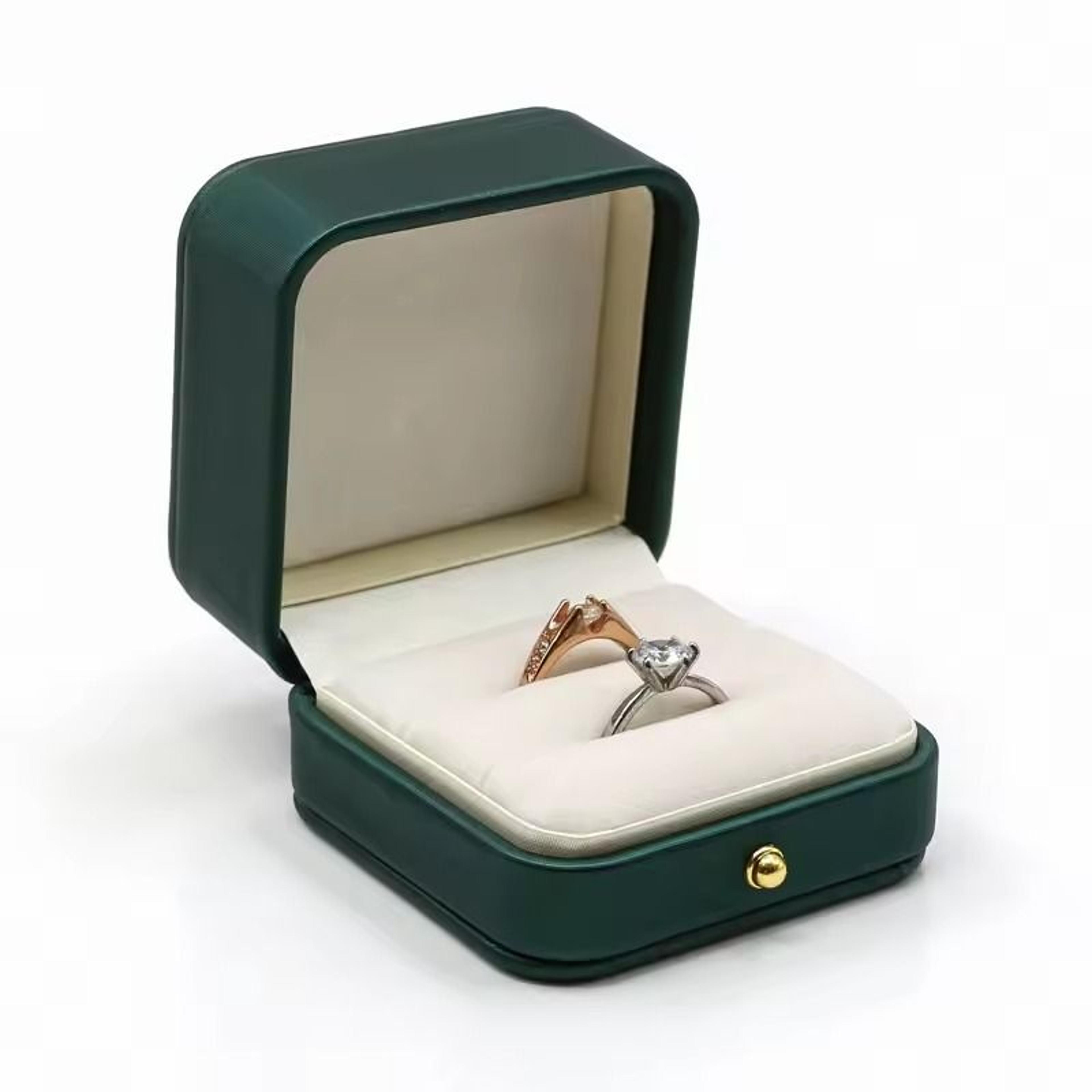 Vintage Double Slots Jewelry Box  HighPerformance PU Leather Case For Wedding Proposal  Engagement  9