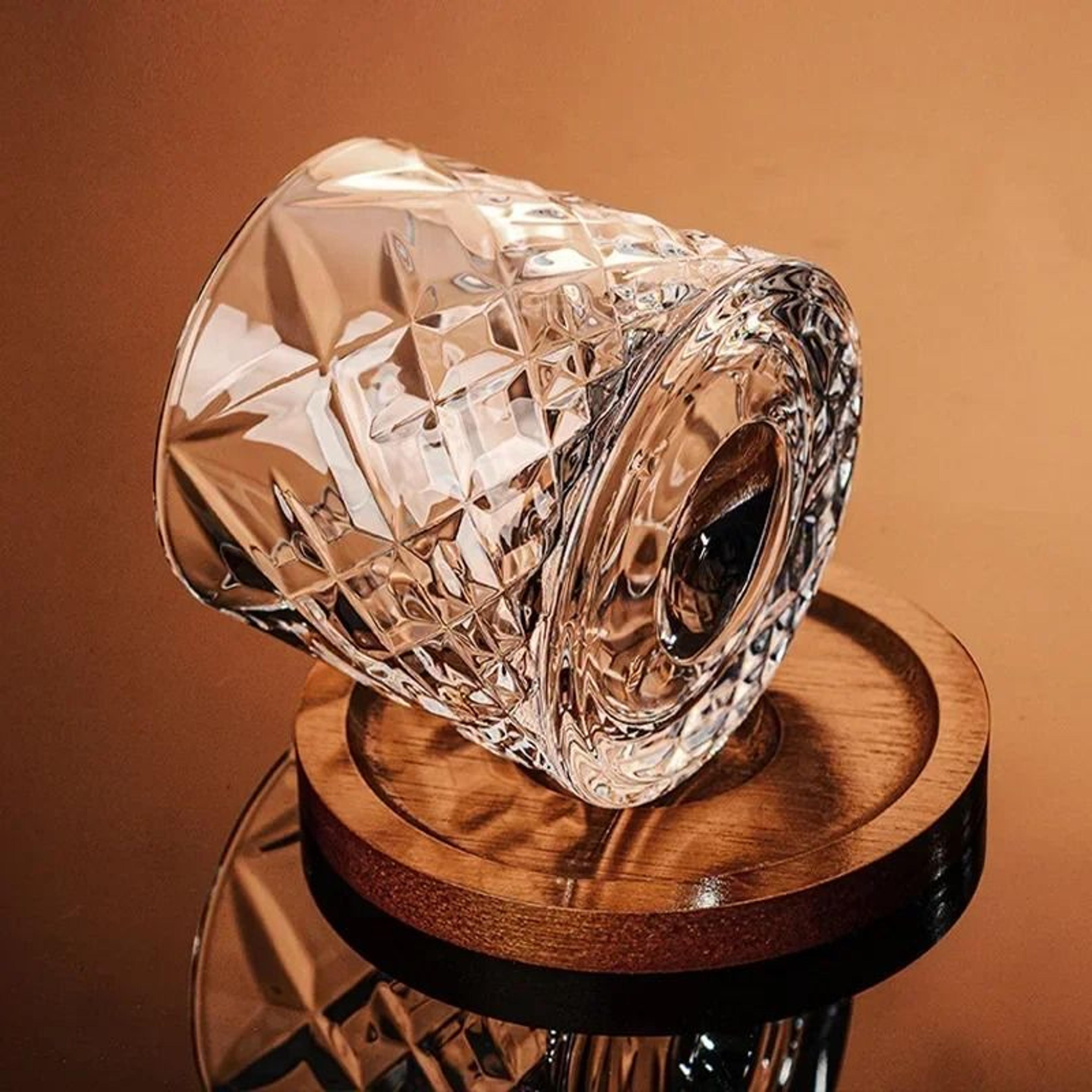 Rotating Crystal Whiskey Tumbler  HighPerformance Spinning Brandy Glass With Precision Base 5