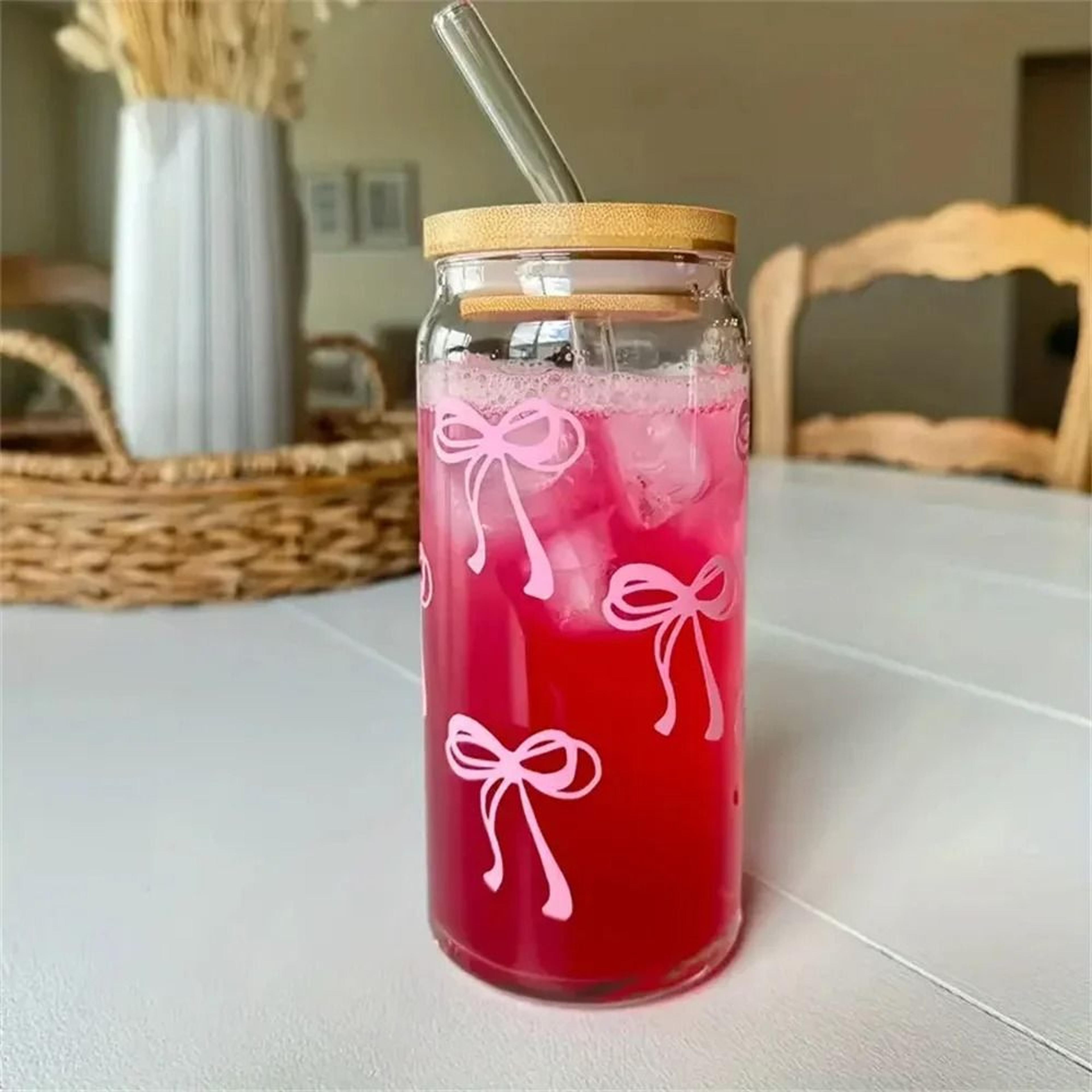 500ml Cherry Bow Glass Tumbler  HighPerformance Mason Jar Shaped Drinking Cup With Ribbed Precision 3