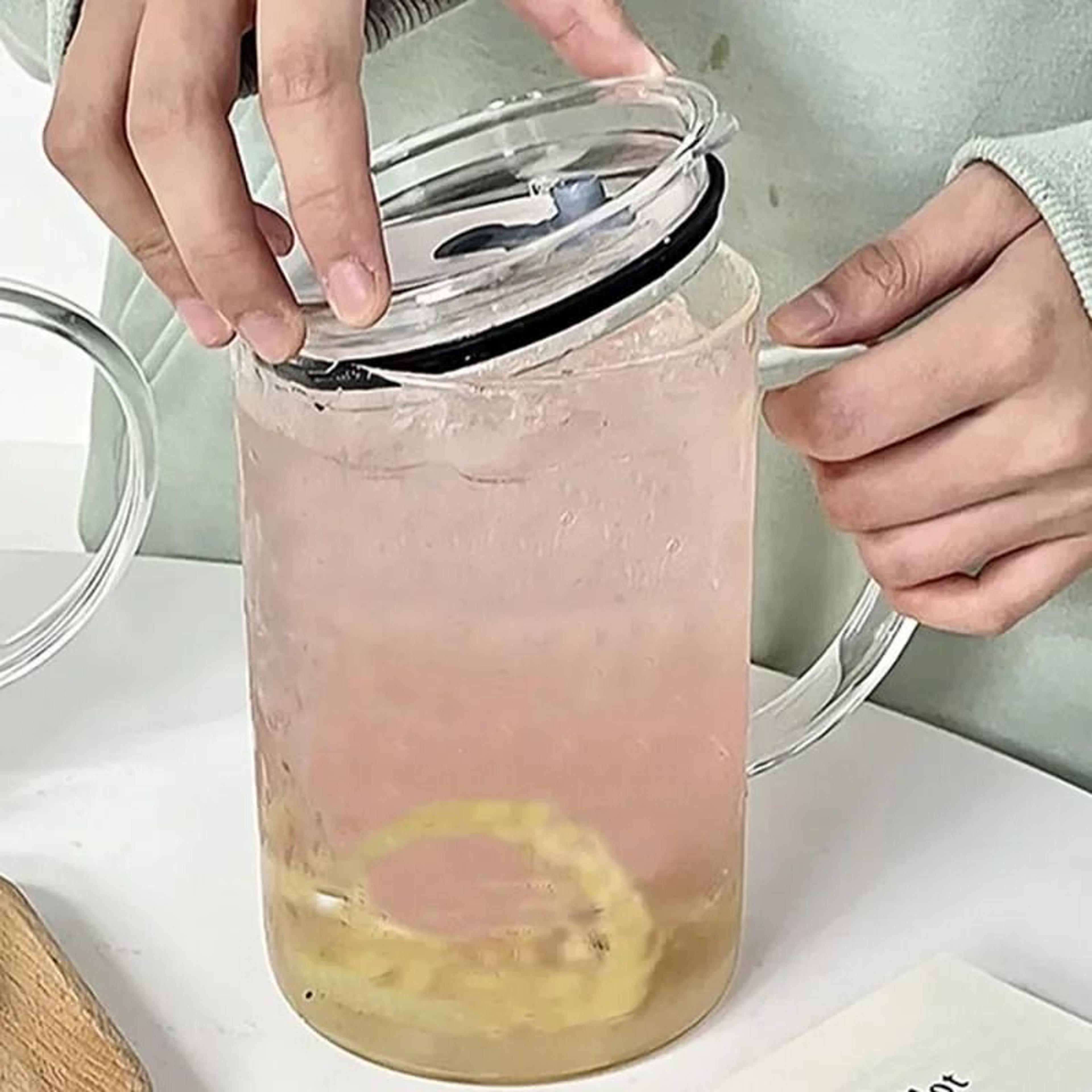 1l high-capacity glass tumbler – high-performance heat-resistant drinking mug with lid & straw