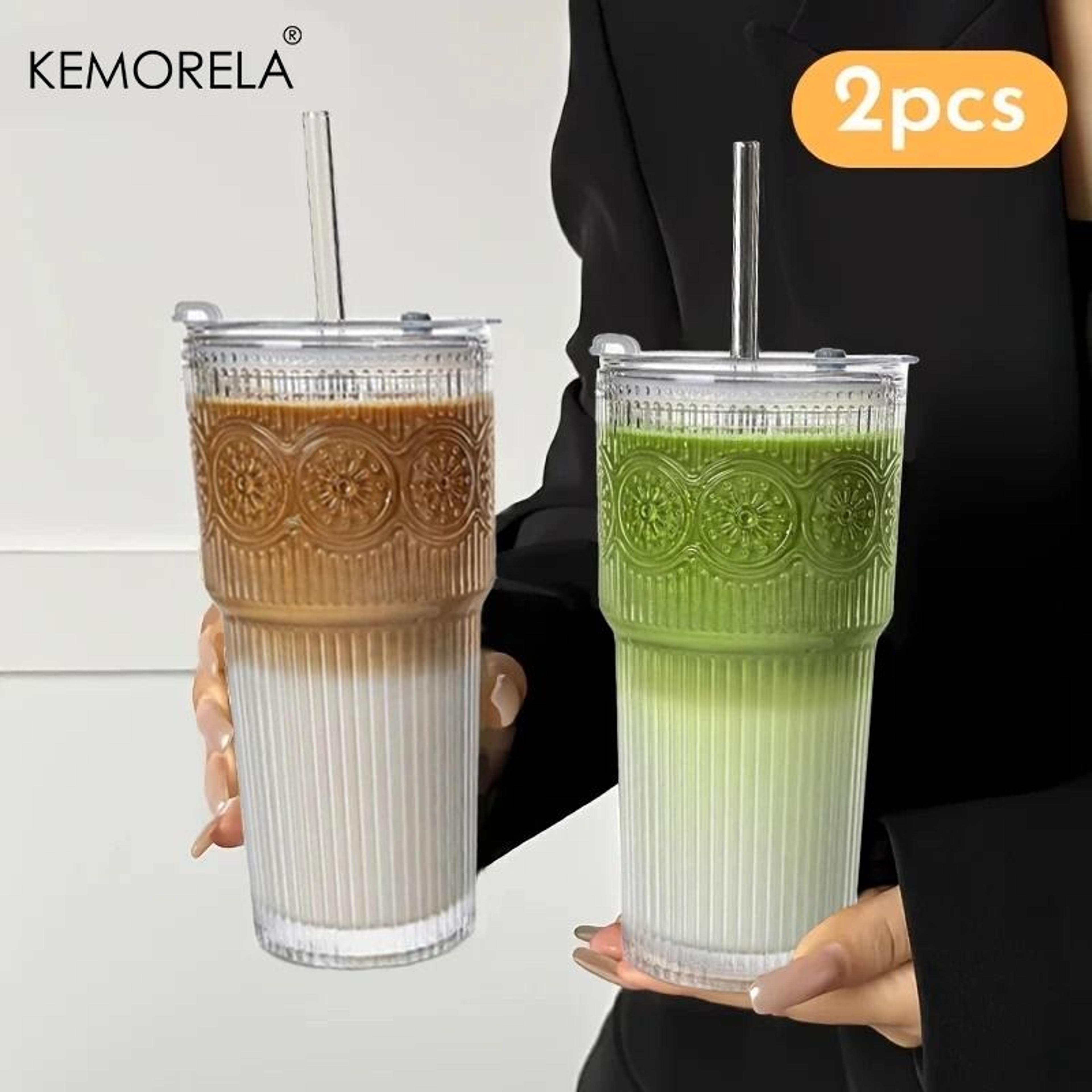 Floral Glass Tumbler  HighPerformance 600ML Drinking Cup With Lid  Straw 7
