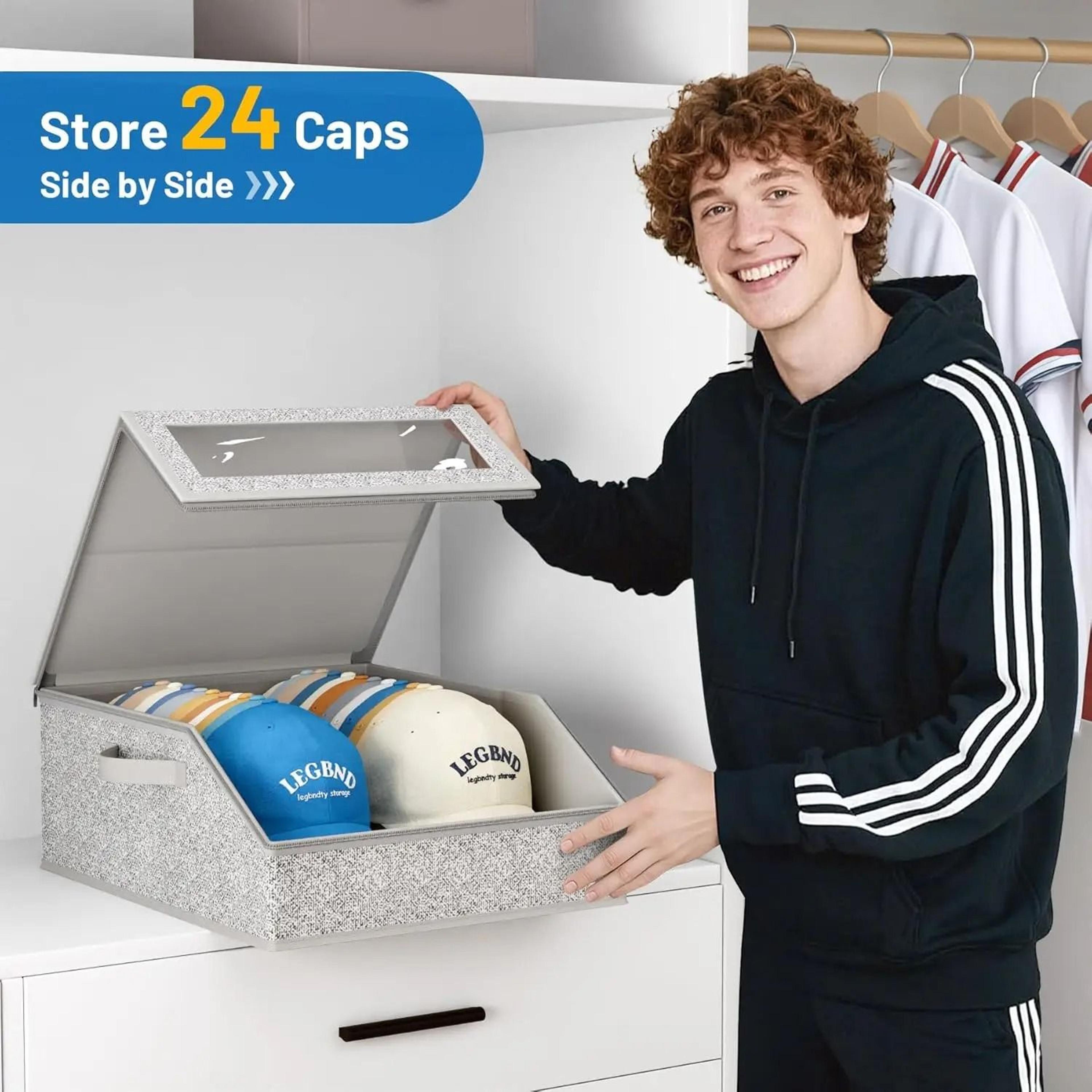 Foldable Baseball Cap Storage Box  Dustproof Zipper Hat Organizer For Wardrobes 2