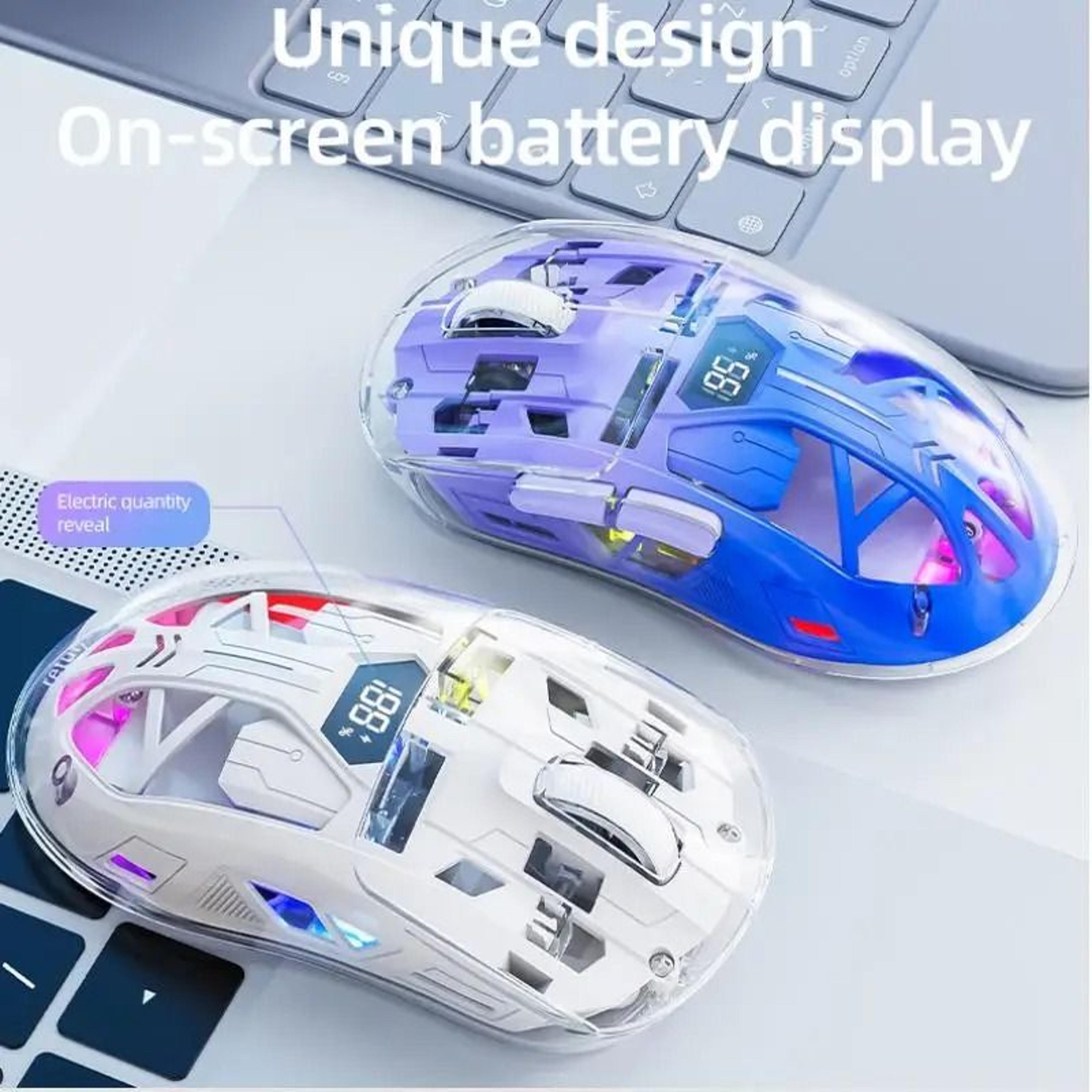 A2 Transparent RGB Bluetooth Mouse  HighPerformance Wireless DualMode Digital Display Mouse 4