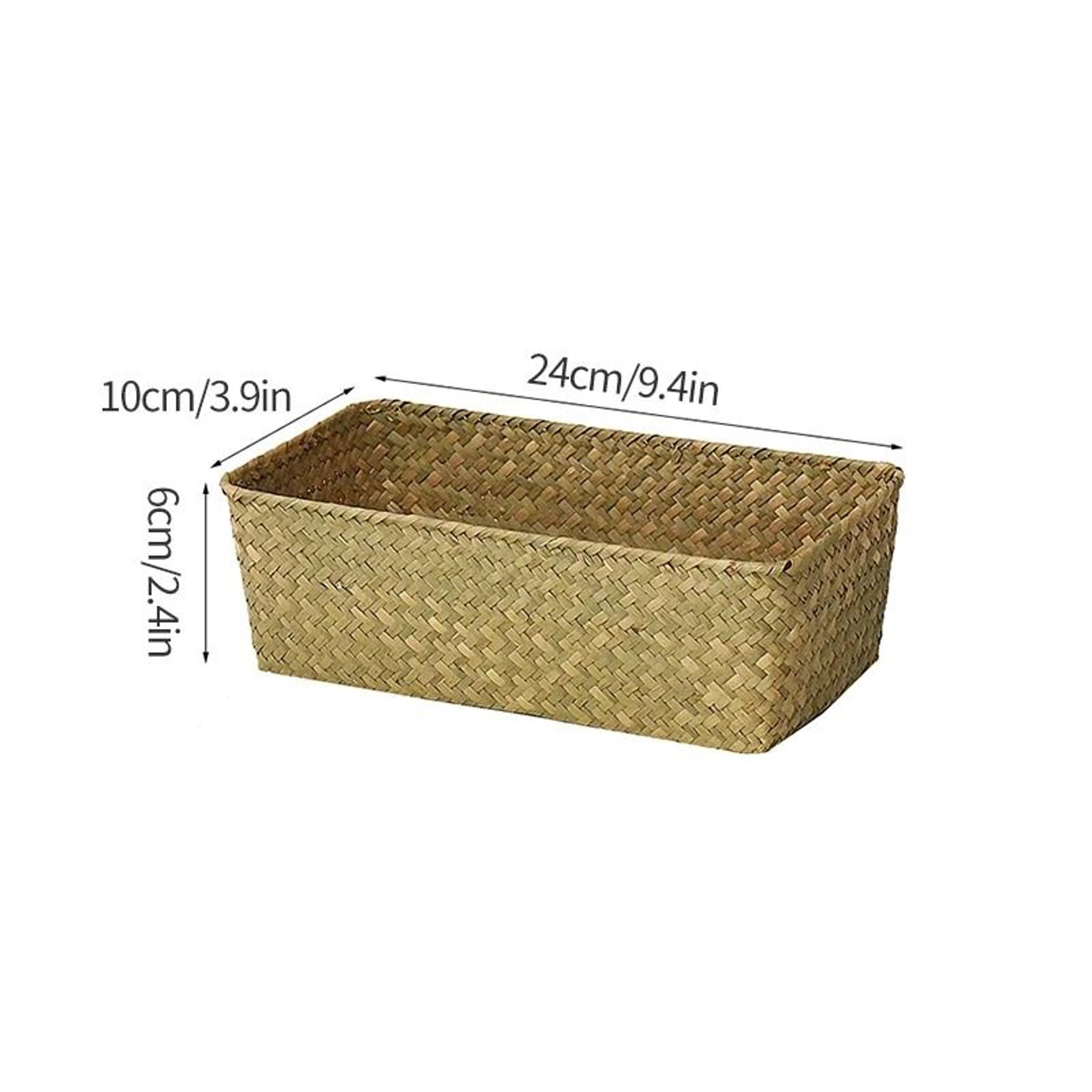 Woven Seagrass Wicker Storage Basket  HighPerformance Rectangular Straw Rattan Sundries Organizer 11