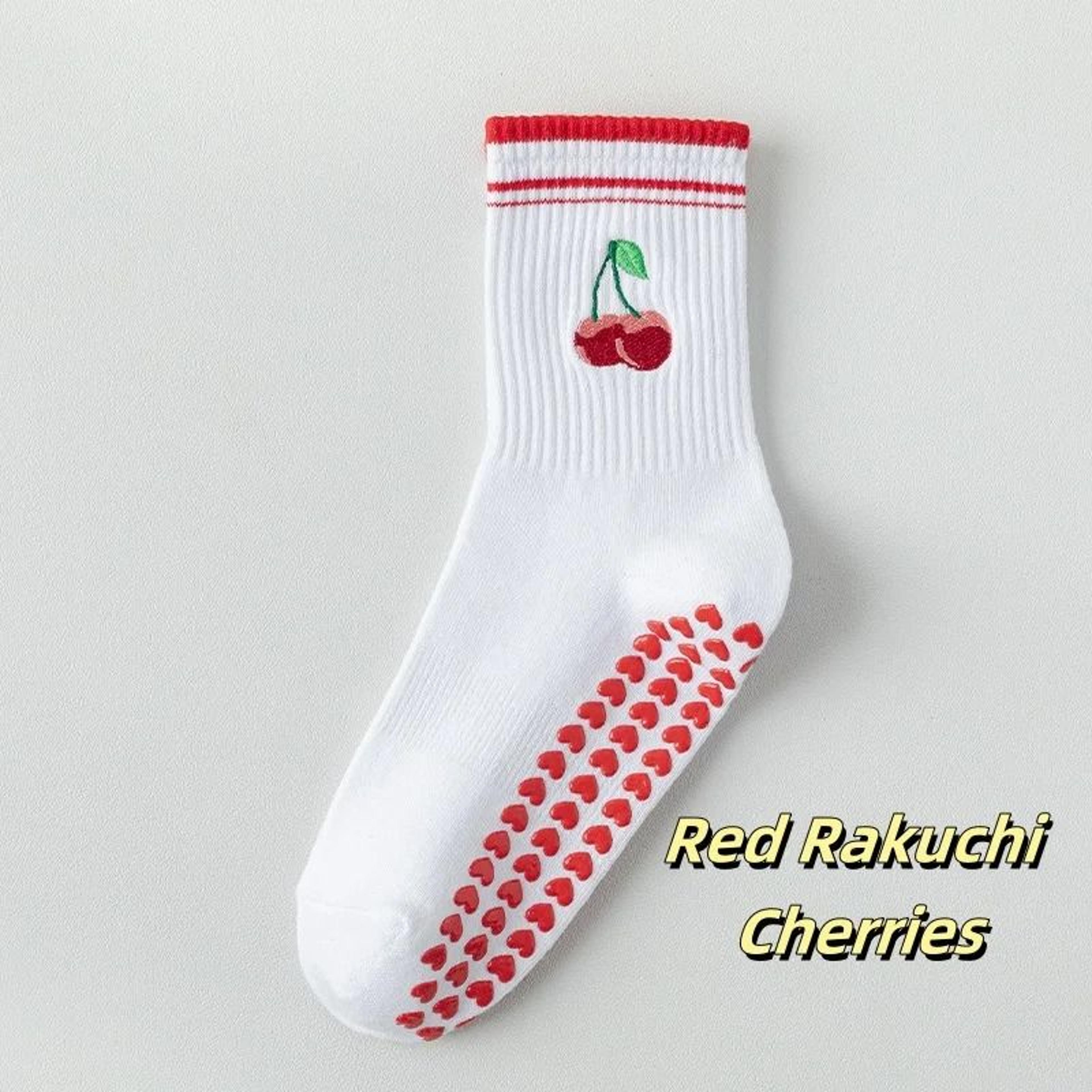 Knitted Embroidered Yoga Fitness Pilates Sports Socks Silicone Non Slip Bottom Women Middle Socks 23