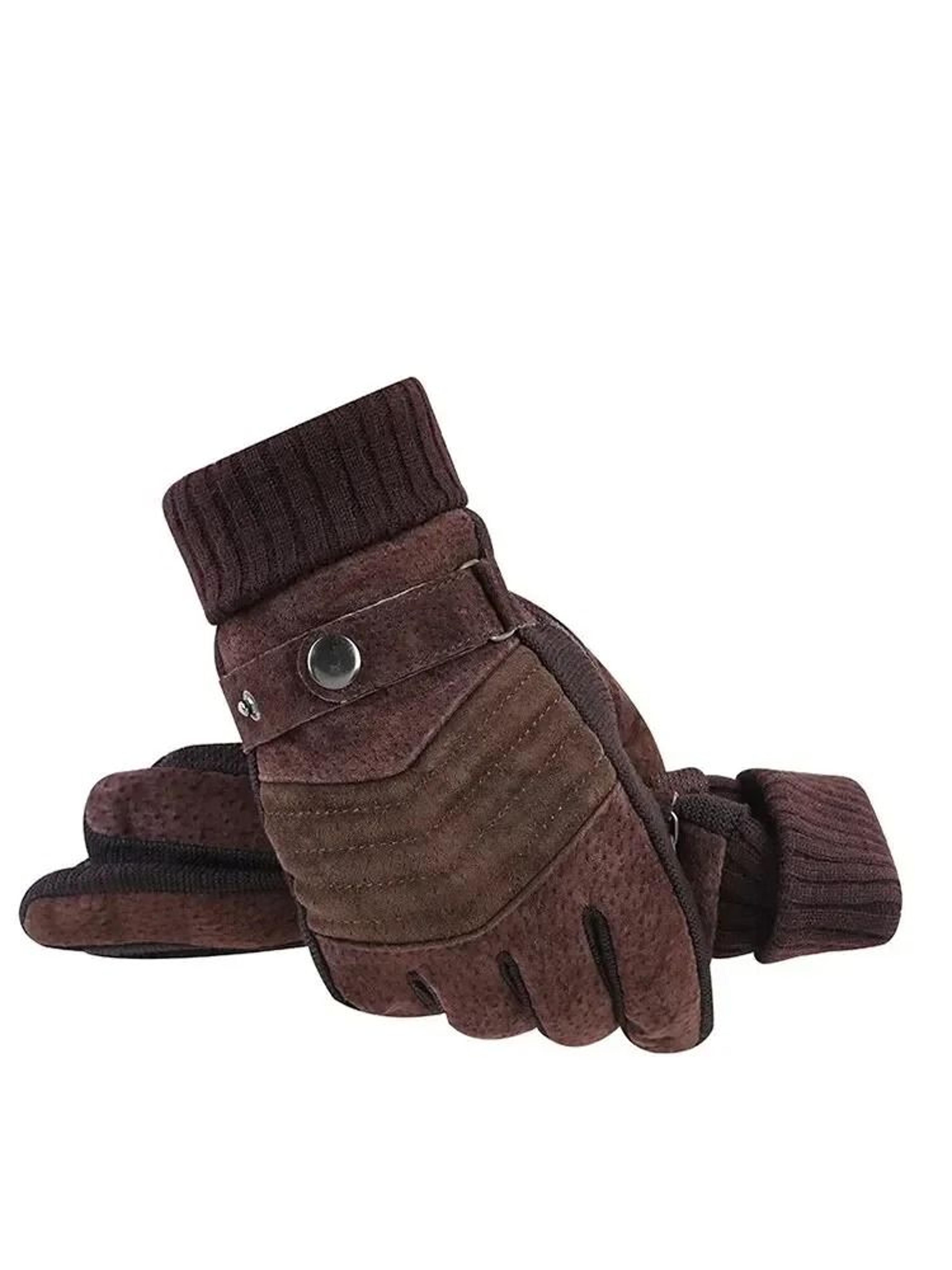 Mens Winter Cycling Motorcycle Gloves Windproof Cold Insulation Warm Leather Touch Screen AntiSlip  1