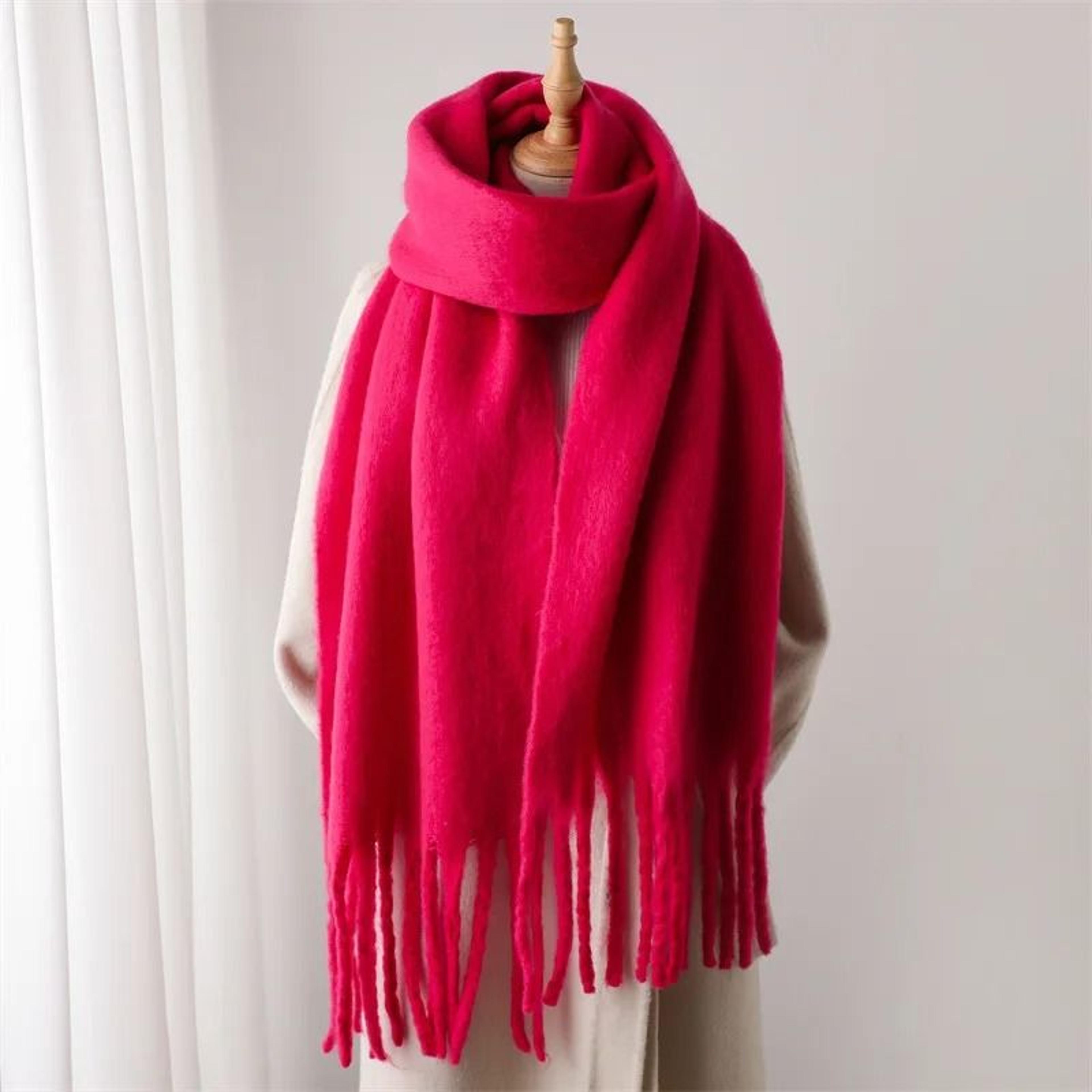 Winter Scarf For Women Cashmere Warm Solid Pashmina Blanket Wraps Female Thick Soft Big Tassel Shaw 18