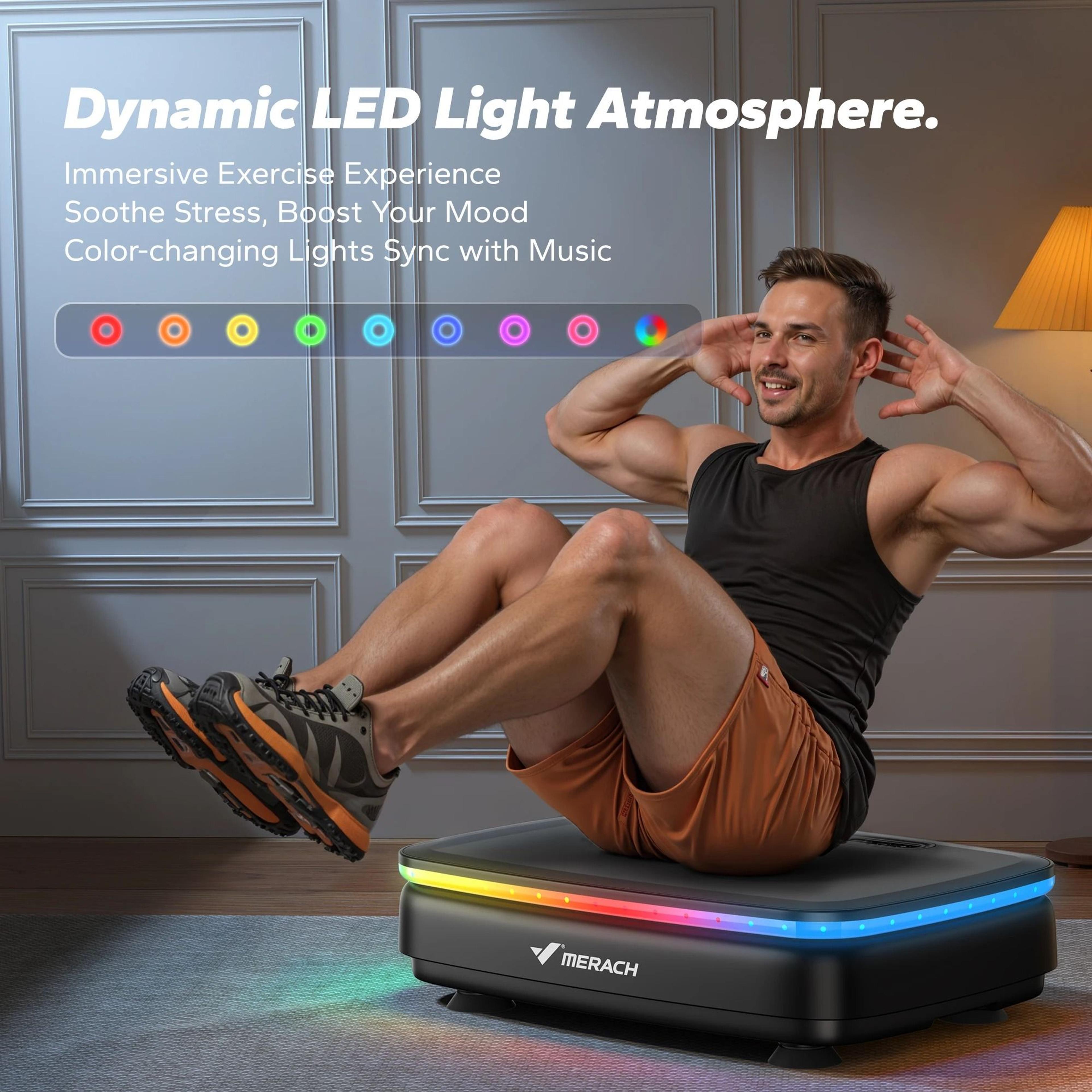 MERACH Vibration Plate Exercise Machine With Integrated Lighting  Whole Body Workout Power Platform 3
