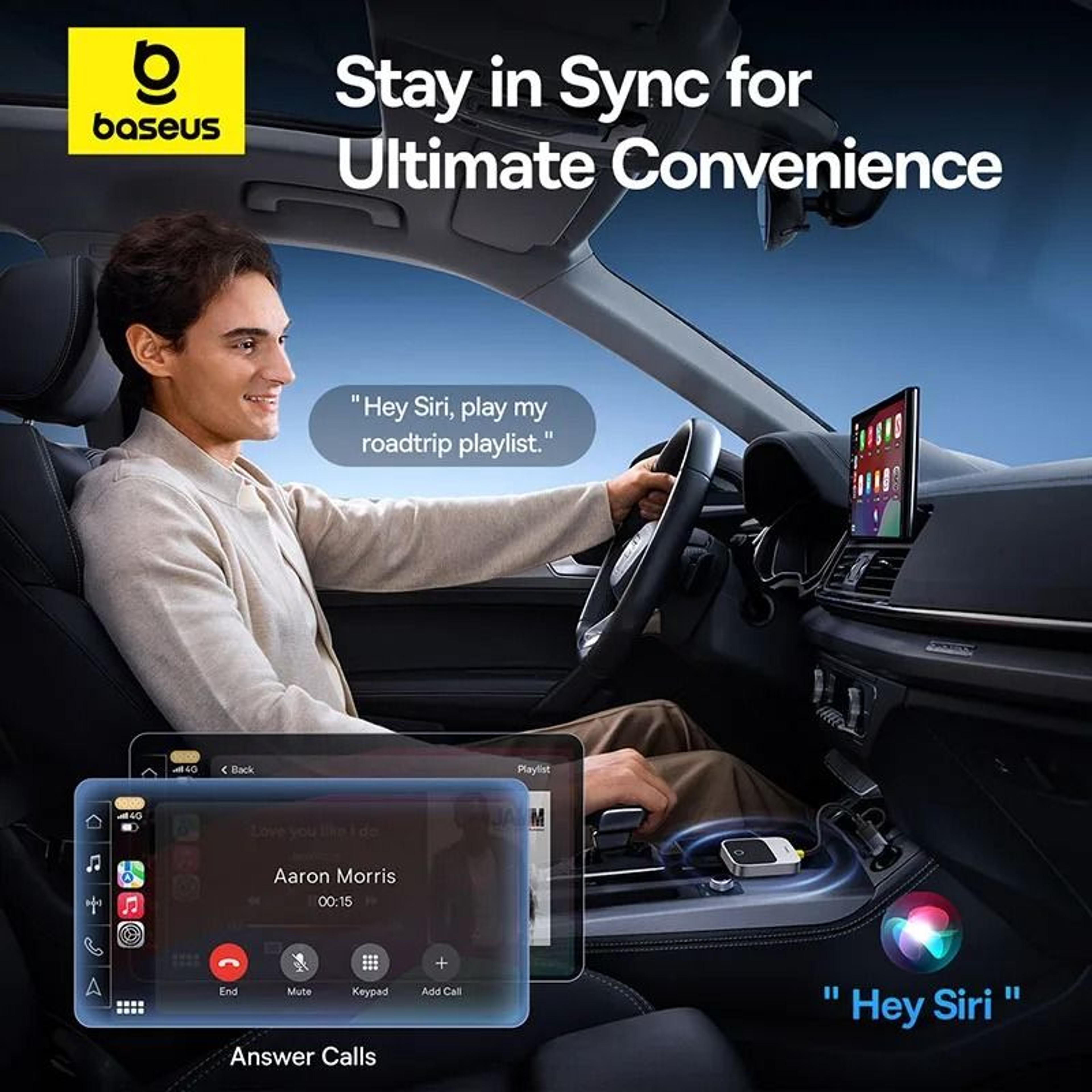 Baseus Wireless CarPlay Adapter  Wired To Wireless Plug  Play Bluetooth Smart Auto Connect System 1