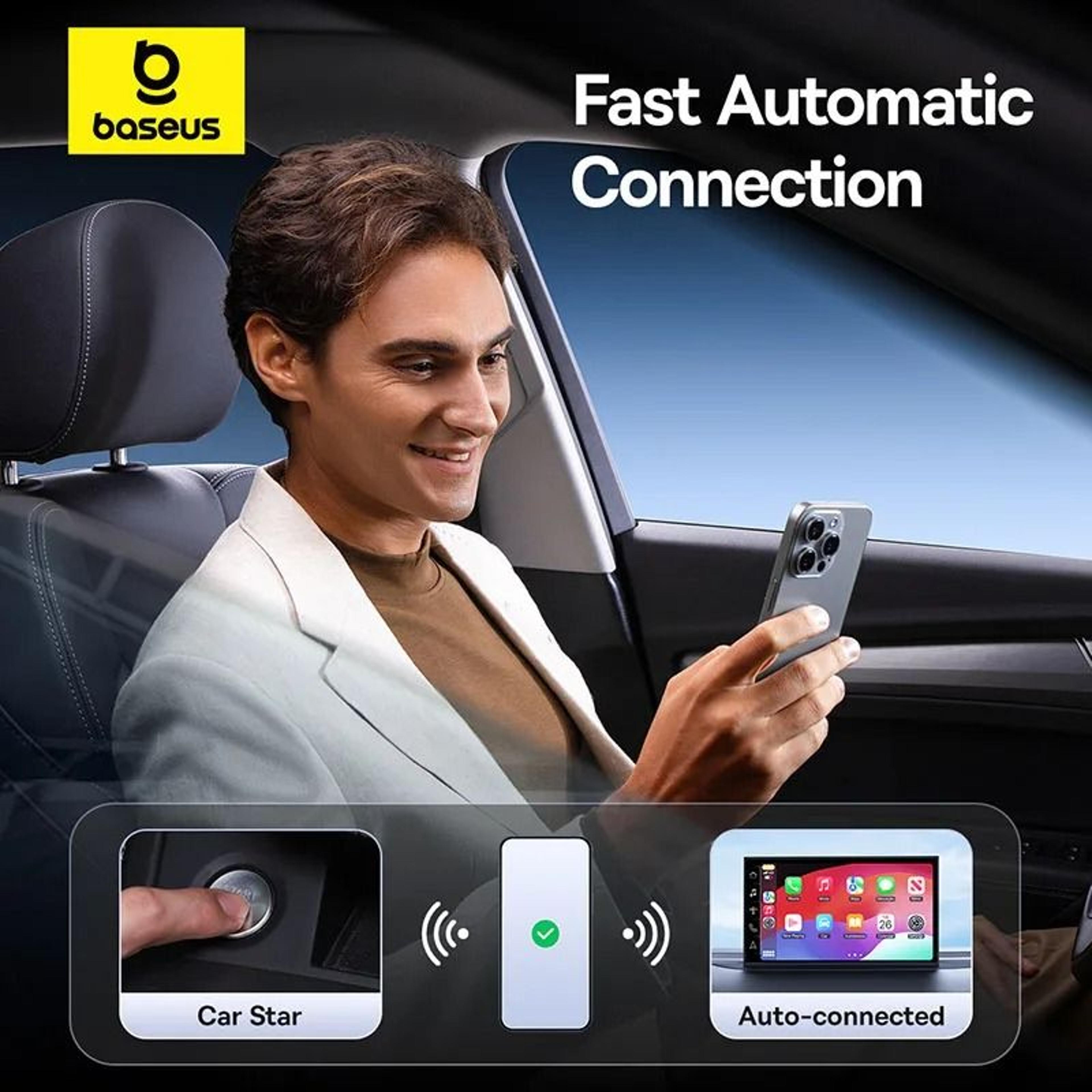 Baseus Wireless CarPlay Adapter  Wired To Wireless Plug  Play Bluetooth Smart Auto Connect System 4