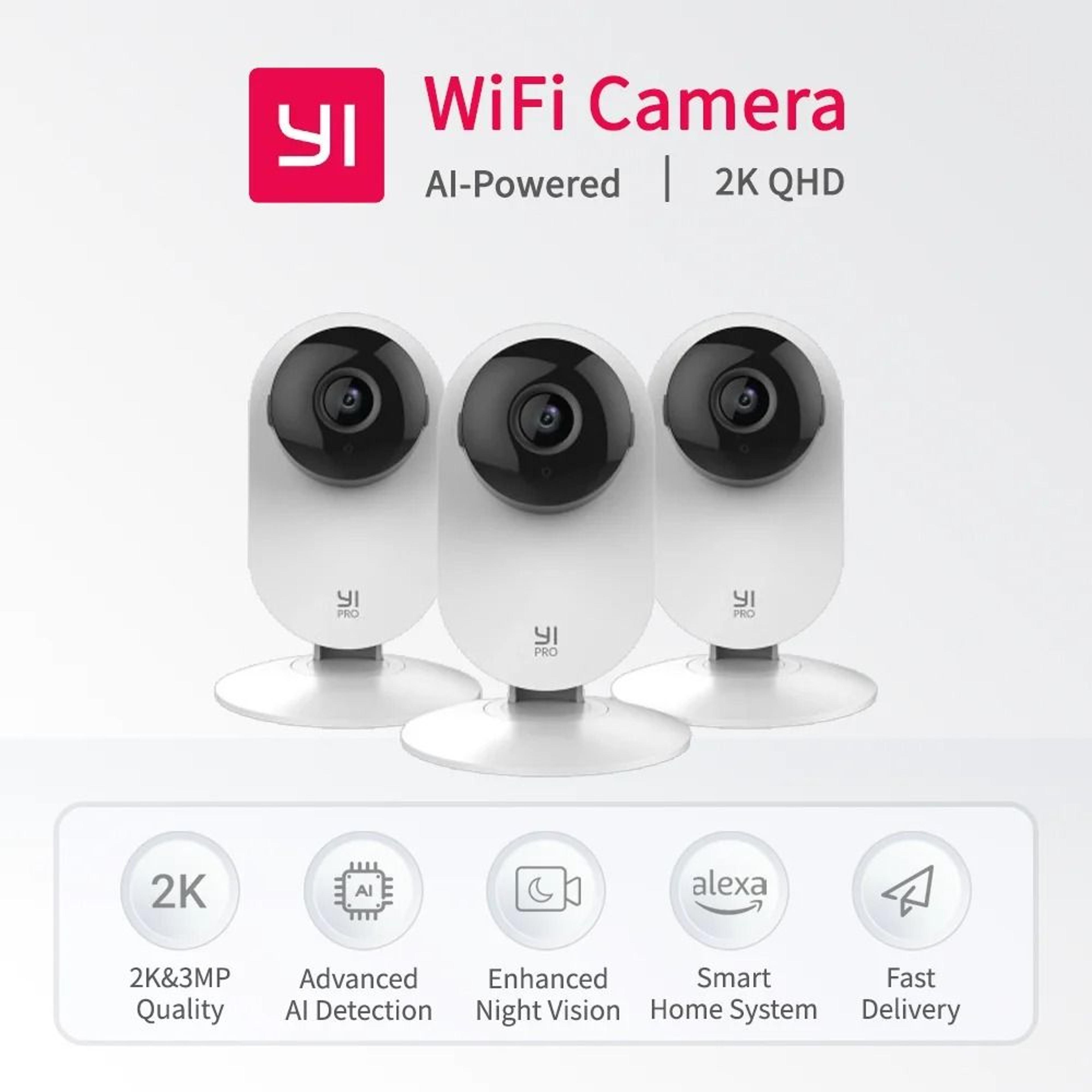 YI Pro 3pc Kit  2K Smart Home Security Camera System With Night Vision  Baby Monitor 1