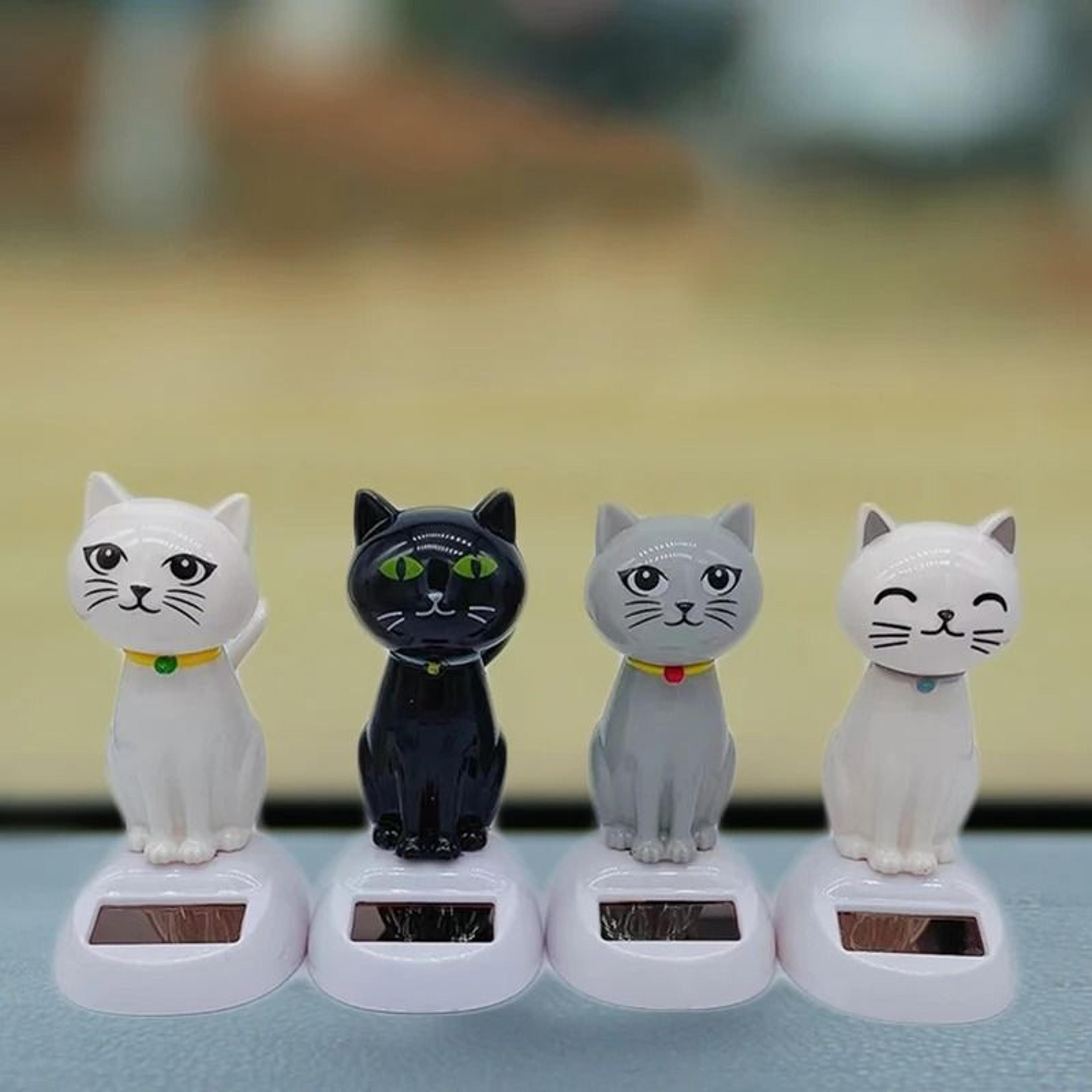 Solar Powered Shaking Head Cat  Creative Cartoon Interior Car Decoration  Automotive Gift 1