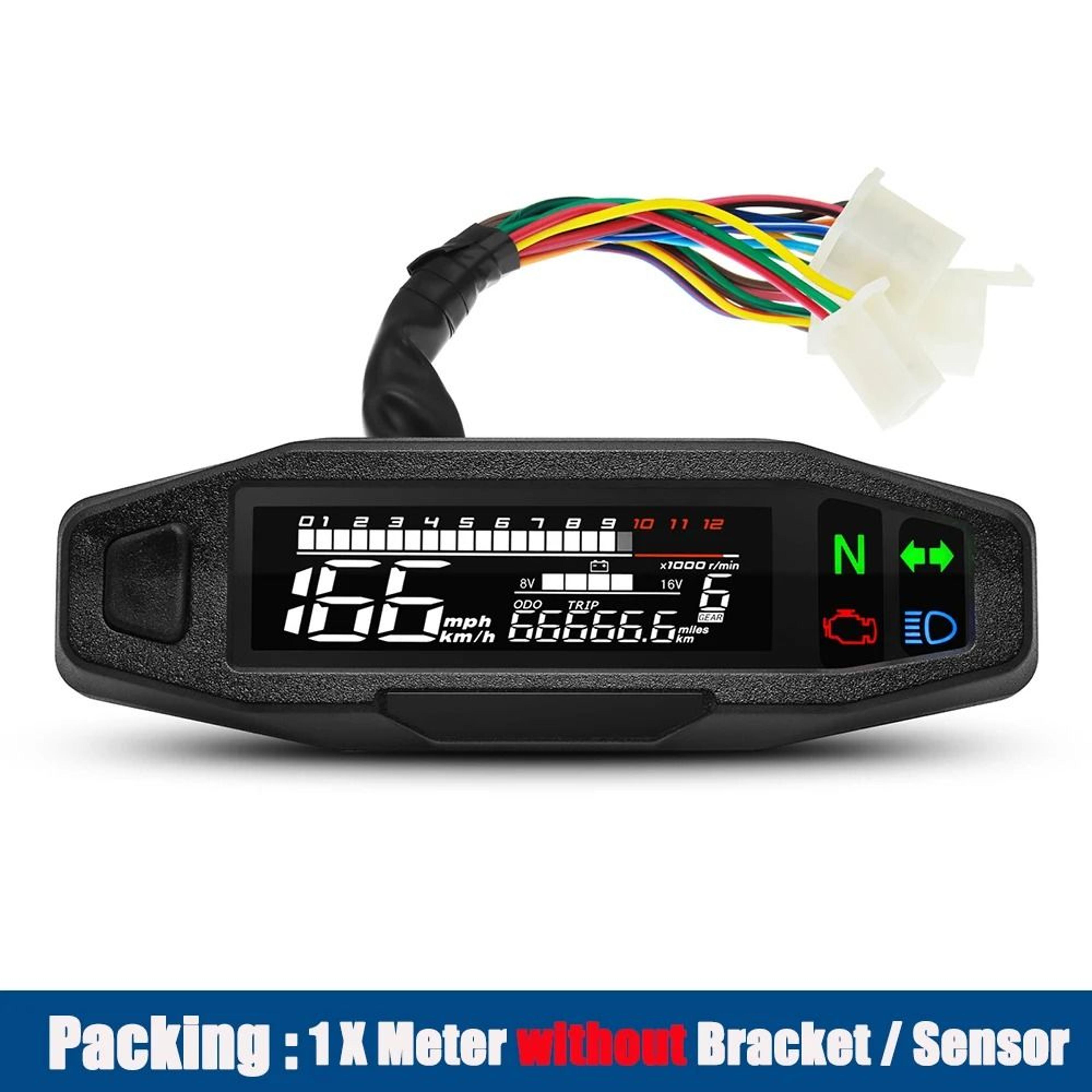 Universal Digital Motorcycle Speedometer  Waterproof Dashboard Instrument With Tachometer  Oil Gaug 8