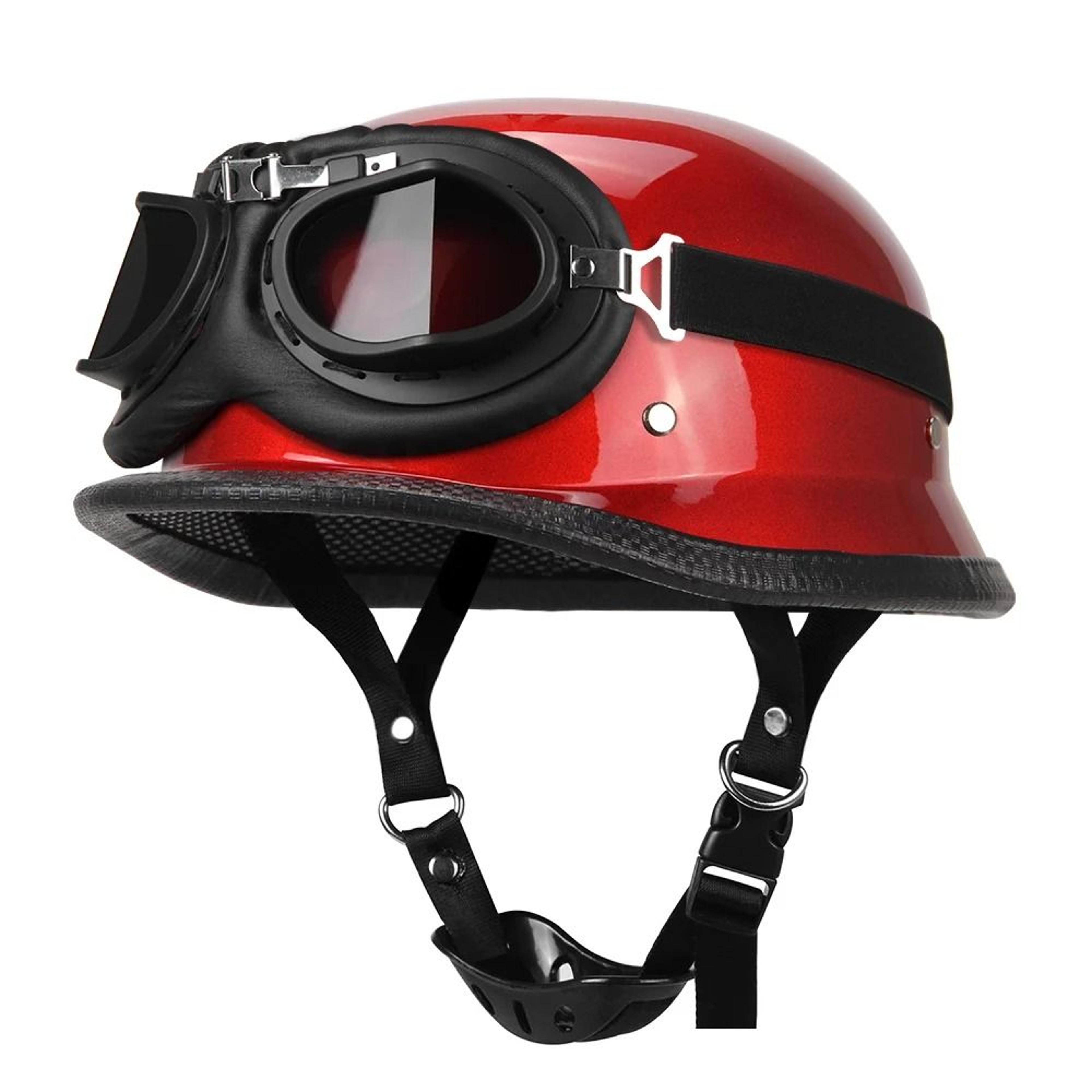 German Leather Vintage Half Helmet  DOT Certified Open Face Biker Pilot Casco 14