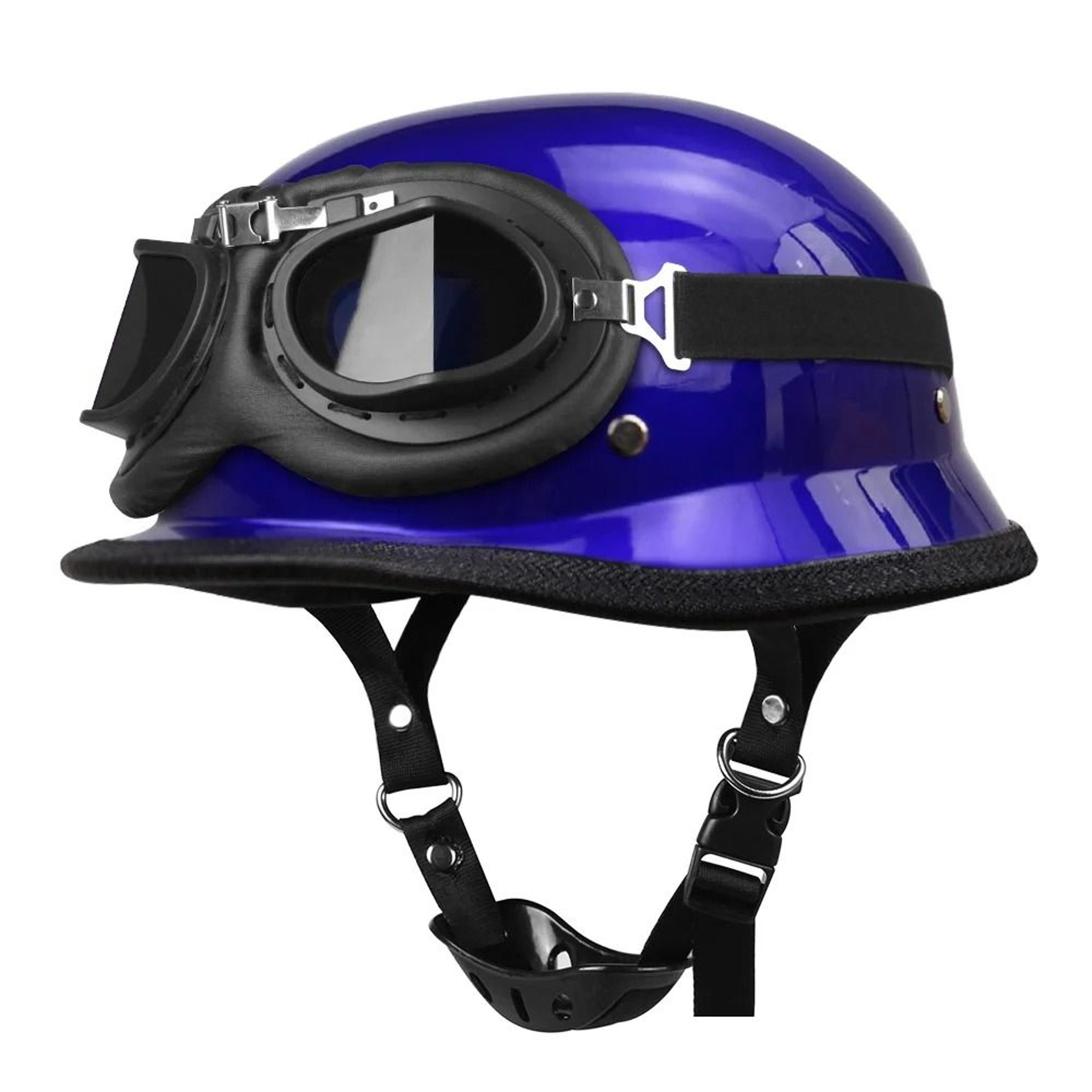German Leather Vintage Half Helmet  DOT Certified Open Face Biker Pilot Casco 17