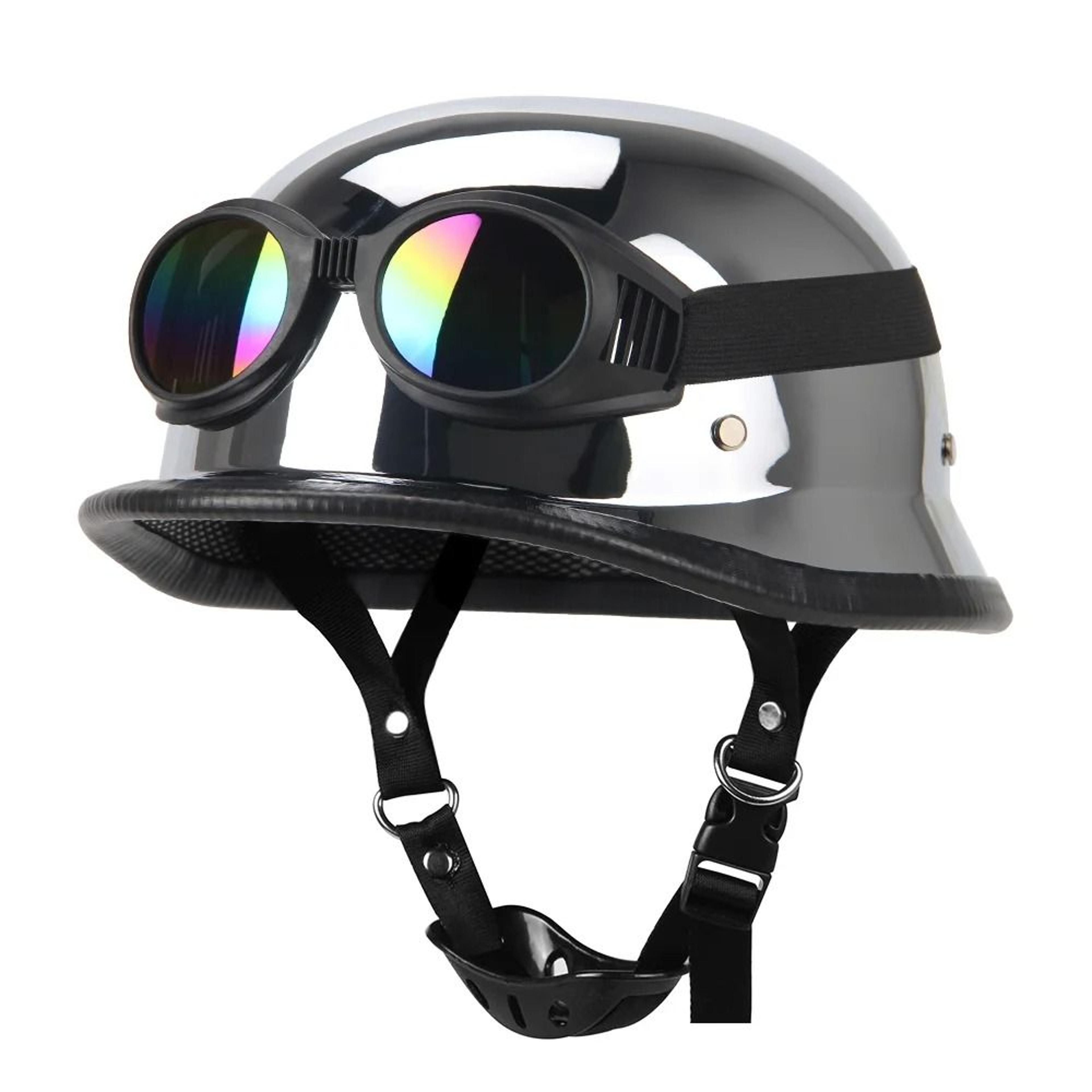 German Leather Vintage Half Helmet  DOT Certified Open Face Biker Pilot Casco 19