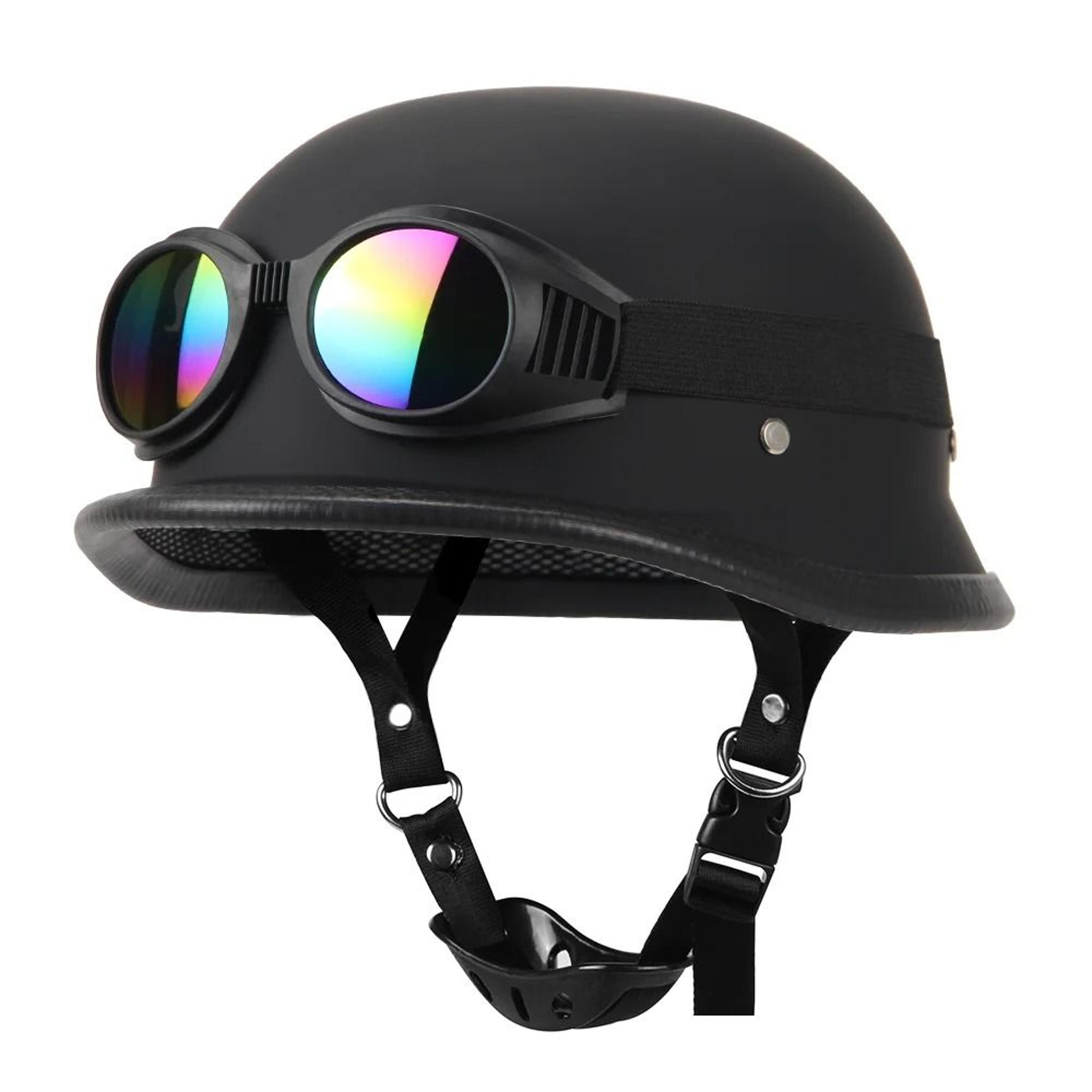 German Leather Vintage Half Helmet  DOT Certified Open Face Biker Pilot Casco 7