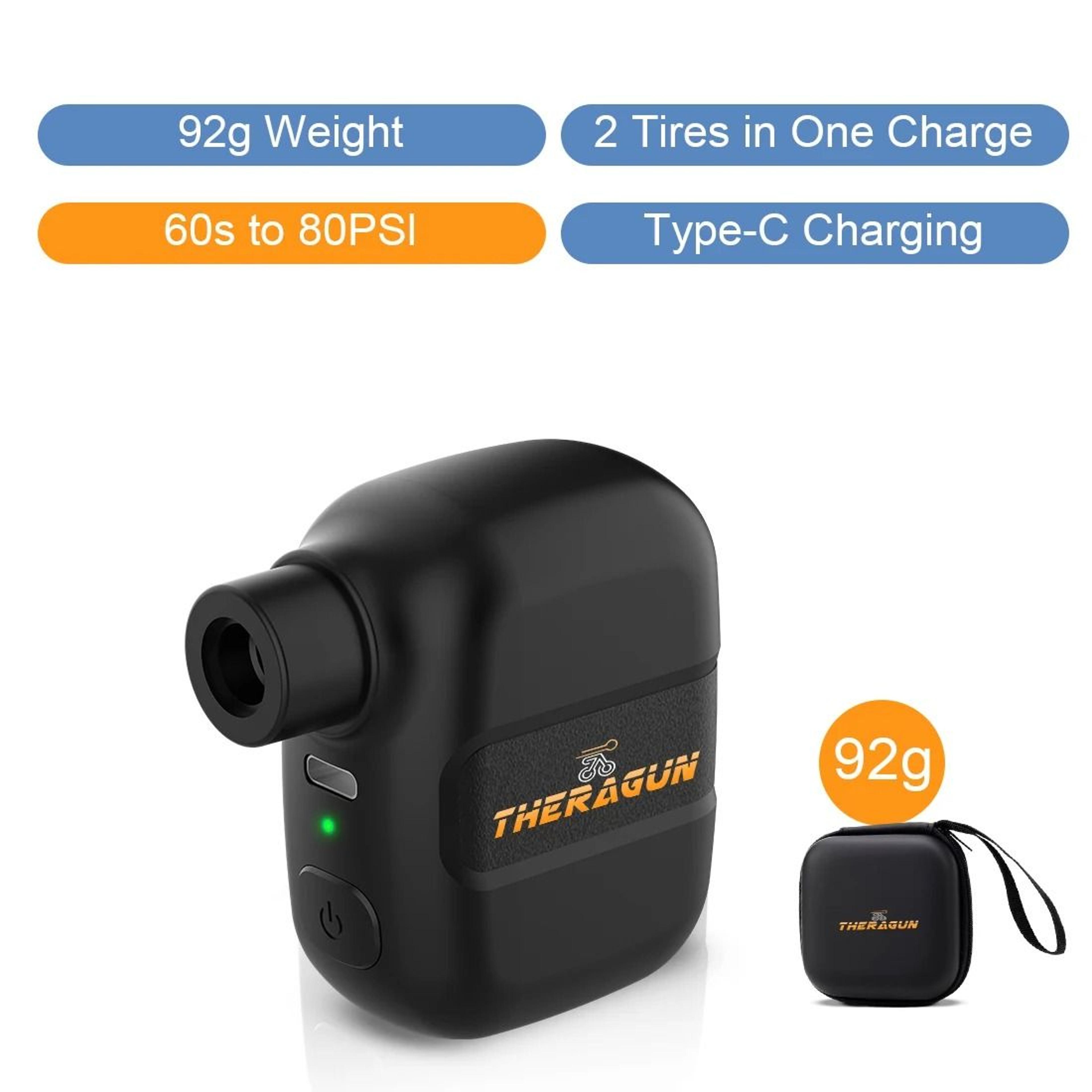 Mini Portable Electric Bicycle Pump  100PSI Rechargeable Smart Inflator With TypeC Fast Charge 6