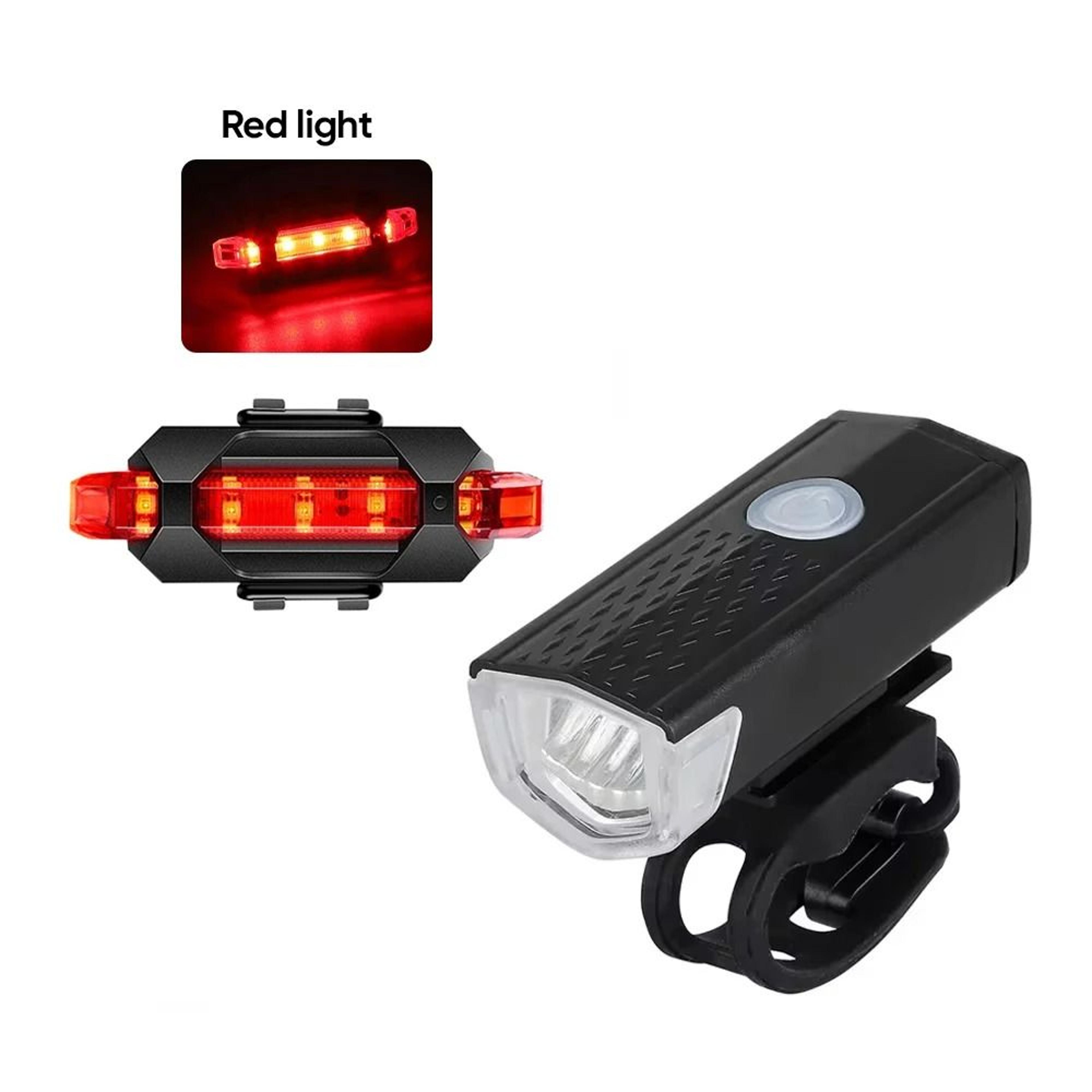 Rechargeable LED Bicycle Light Set  HighIntensity MTB Front Headlight  Red Warning Tail Light Kit 7