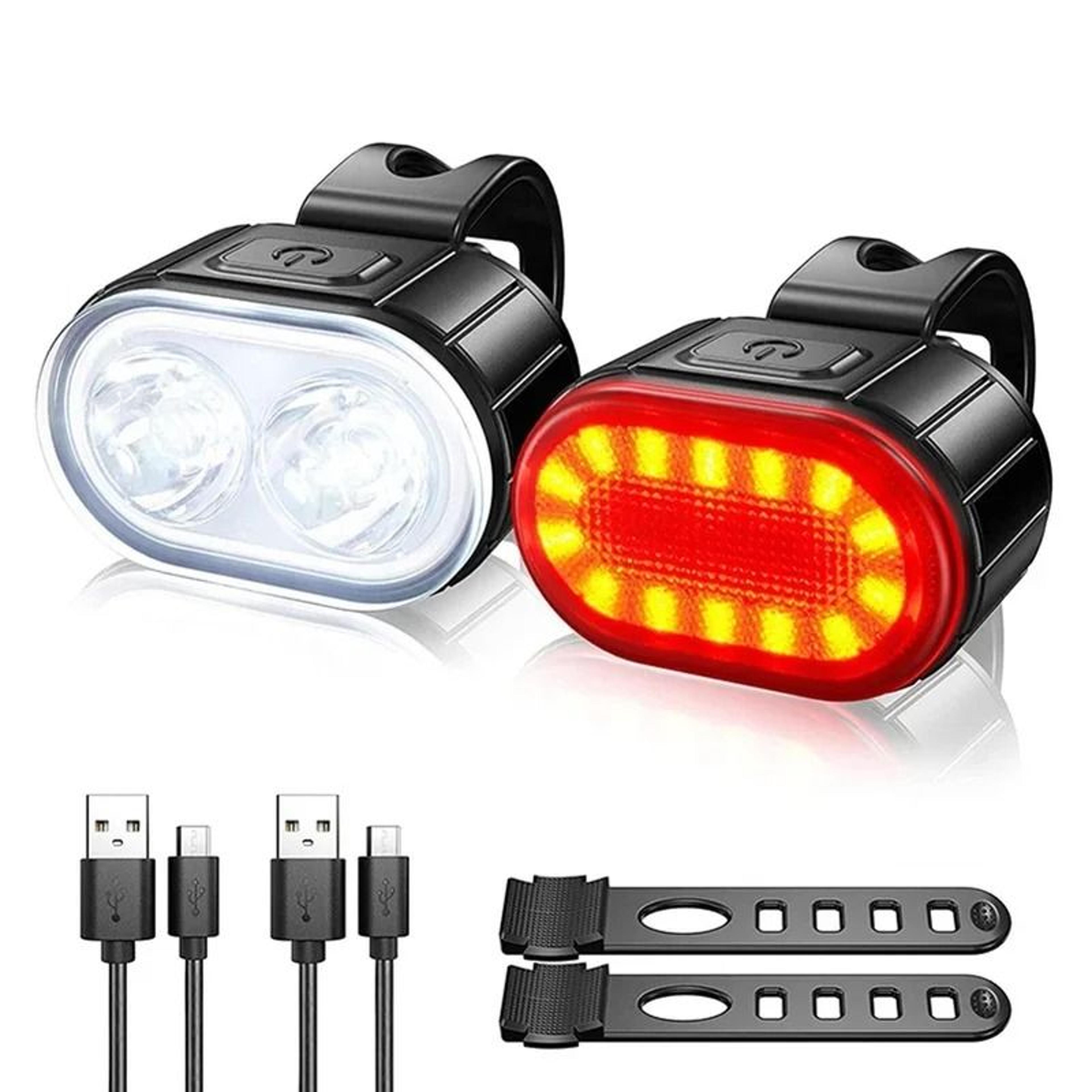 UltraCompact LED Bicycle Light Set  USB Rechargeable Waterproof Safety Warning Headlight  Taillight 1