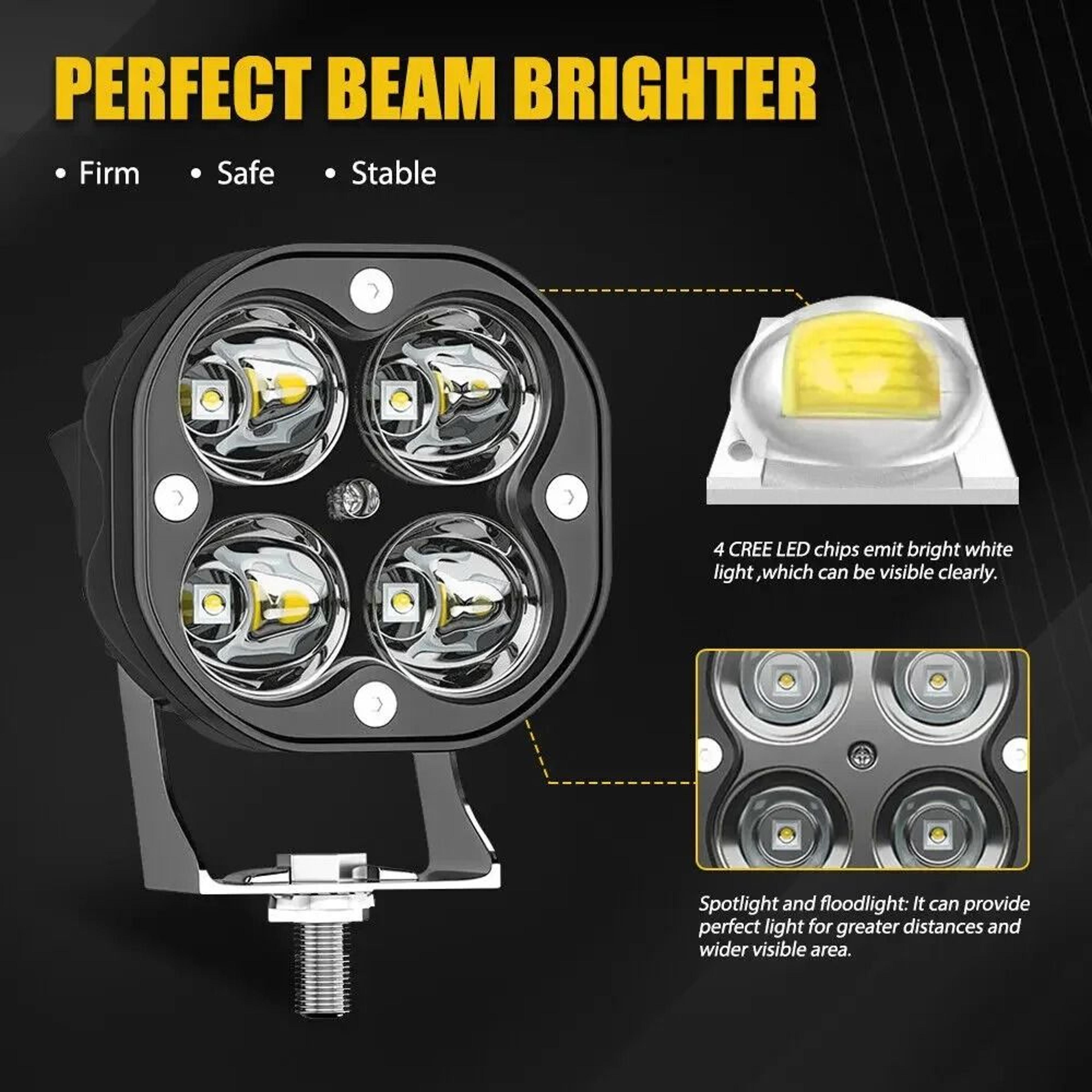 3Inch Mini LED HighIntensity Work Light  Square 40W Yellow  White Spotlight For 4x4 Offroad  Motorc 1