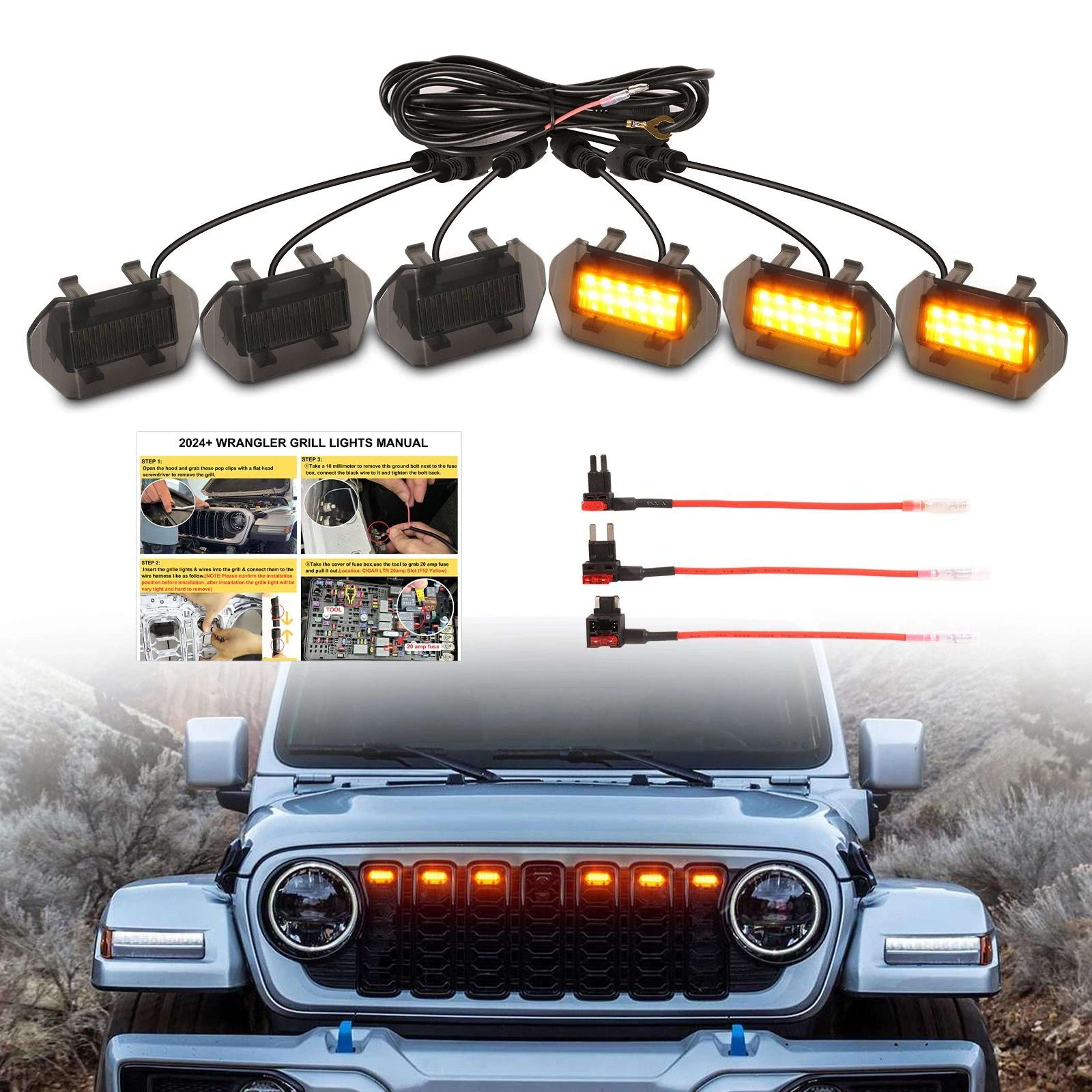 Front Grill LED Lighting Kit  Fit For Jeep Wrangler JL  JLU 20242026  Waterproof IP67 Grille Access 0