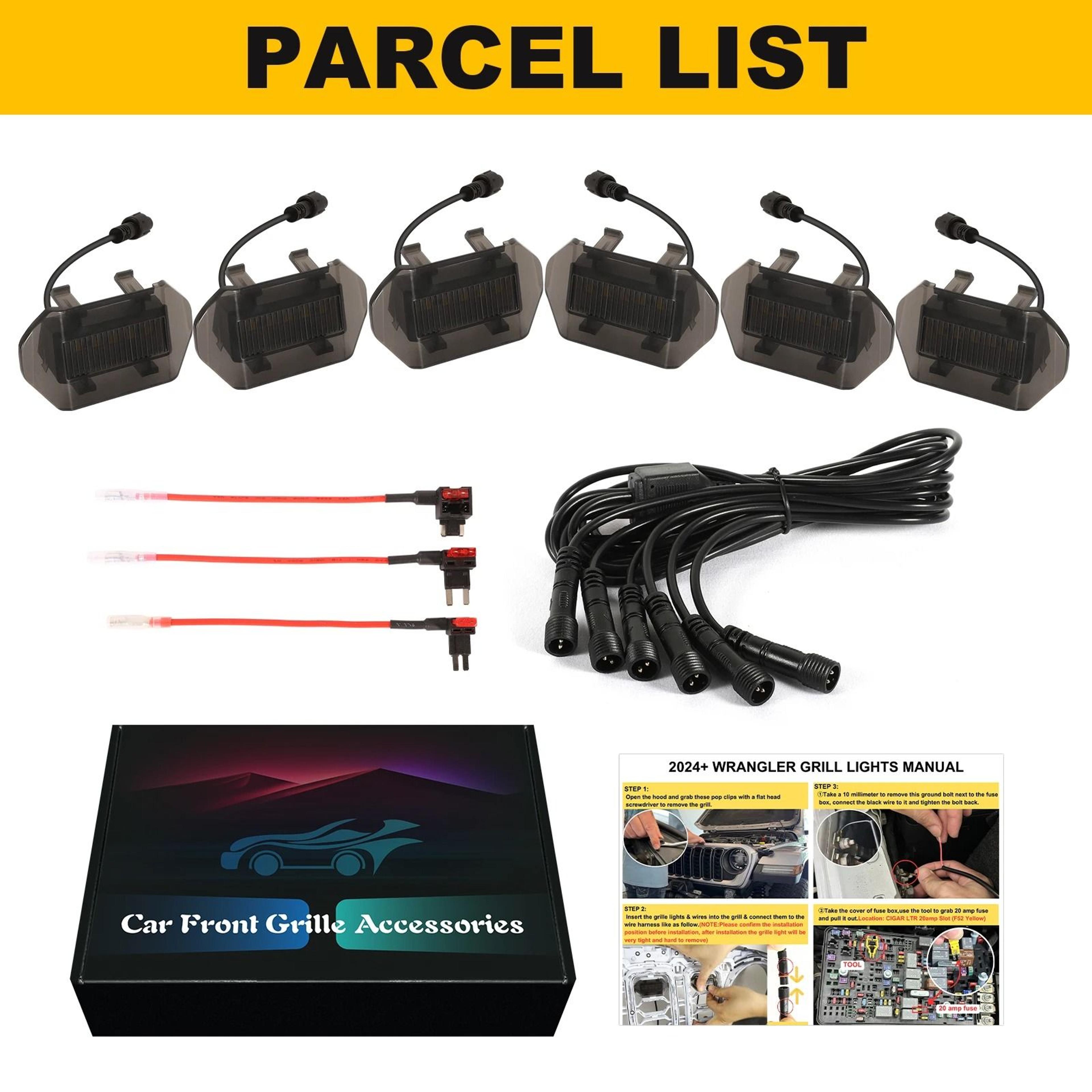 Front Grill LED Lighting Kit  Fit For Jeep Wrangler JL  JLU 20242026  Waterproof IP67 Grille Access 3