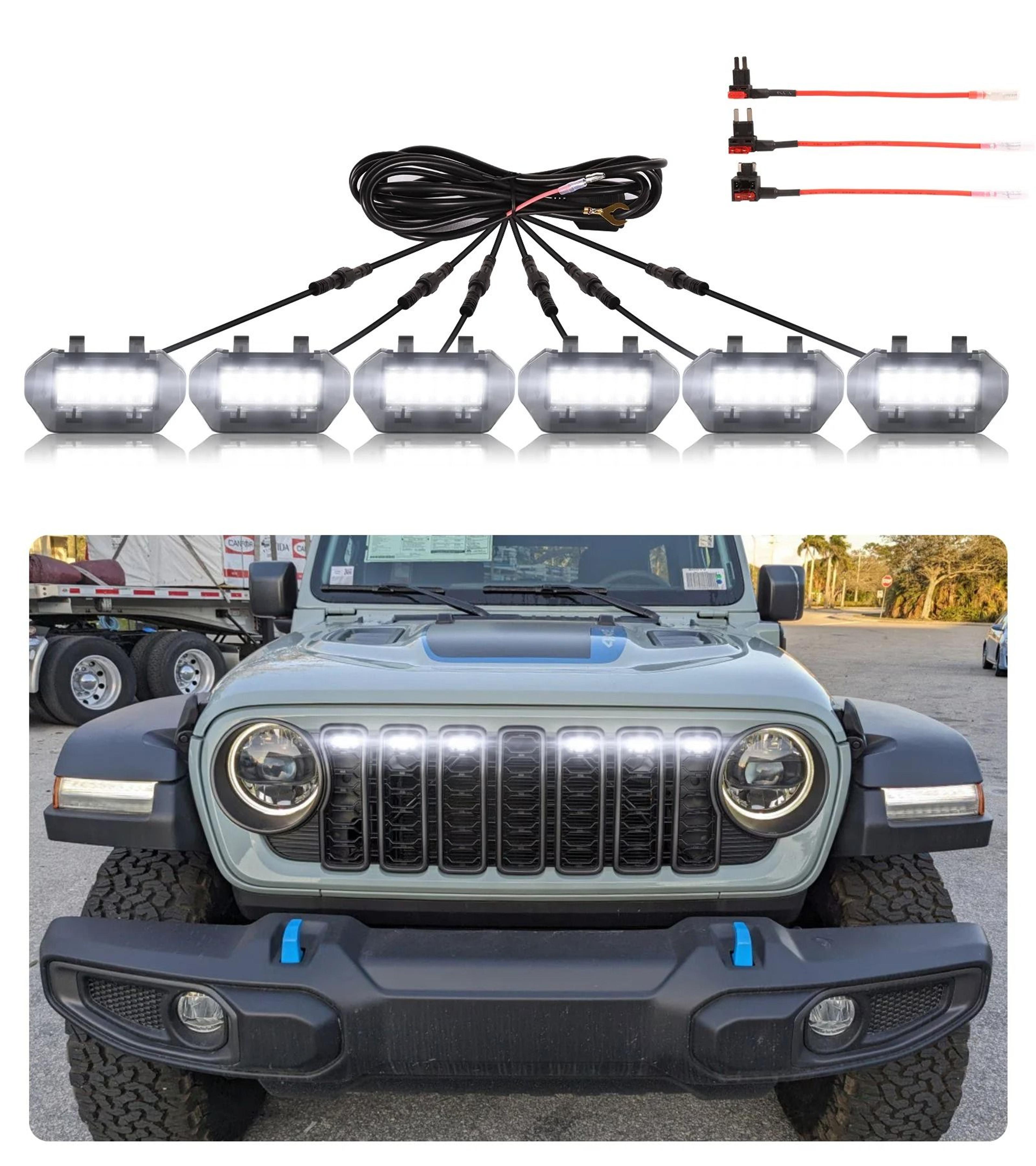 Front Grill LED Lighting Kit  Fit For Jeep Wrangler JL  JLU 20242026  Waterproof IP67 Grille Access 7