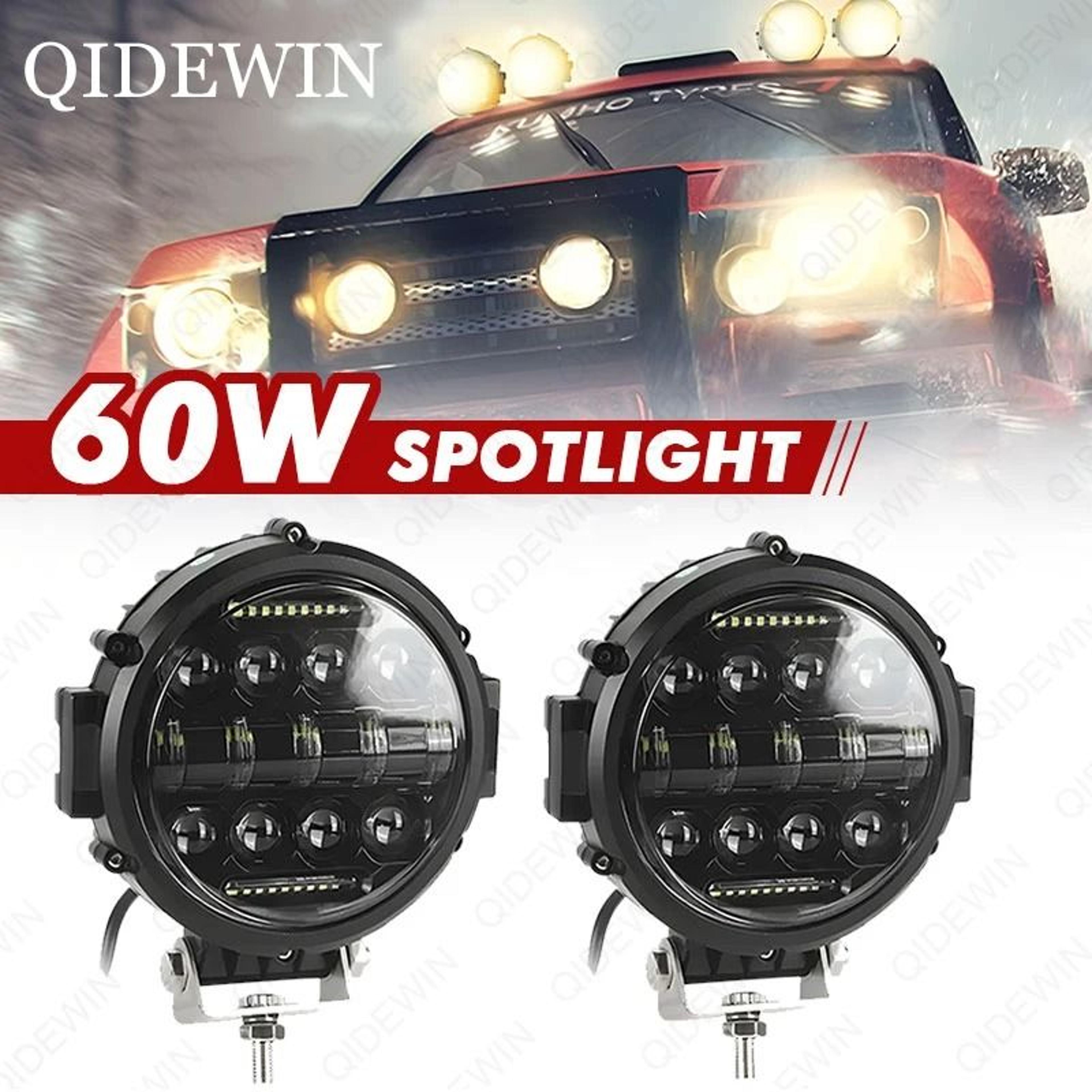 7Inch 100W HighIntensity LED Work Light  10000LM Round Offroad Spotlight With White DRL For SUV  Tr 0