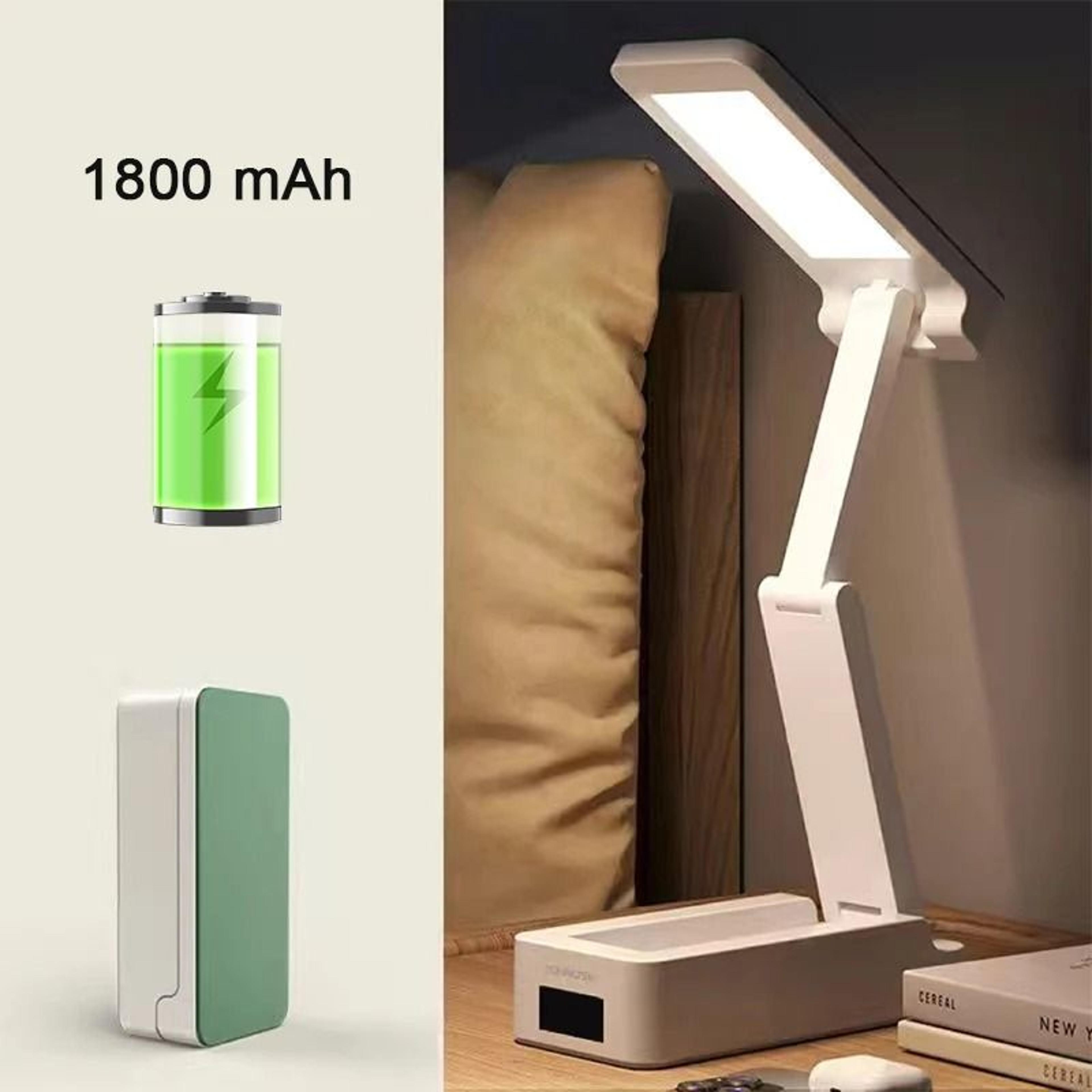 Portable Foldable LED Desk Lamp With Clock  EnergySaving USB Rechargeable Reading Light 7