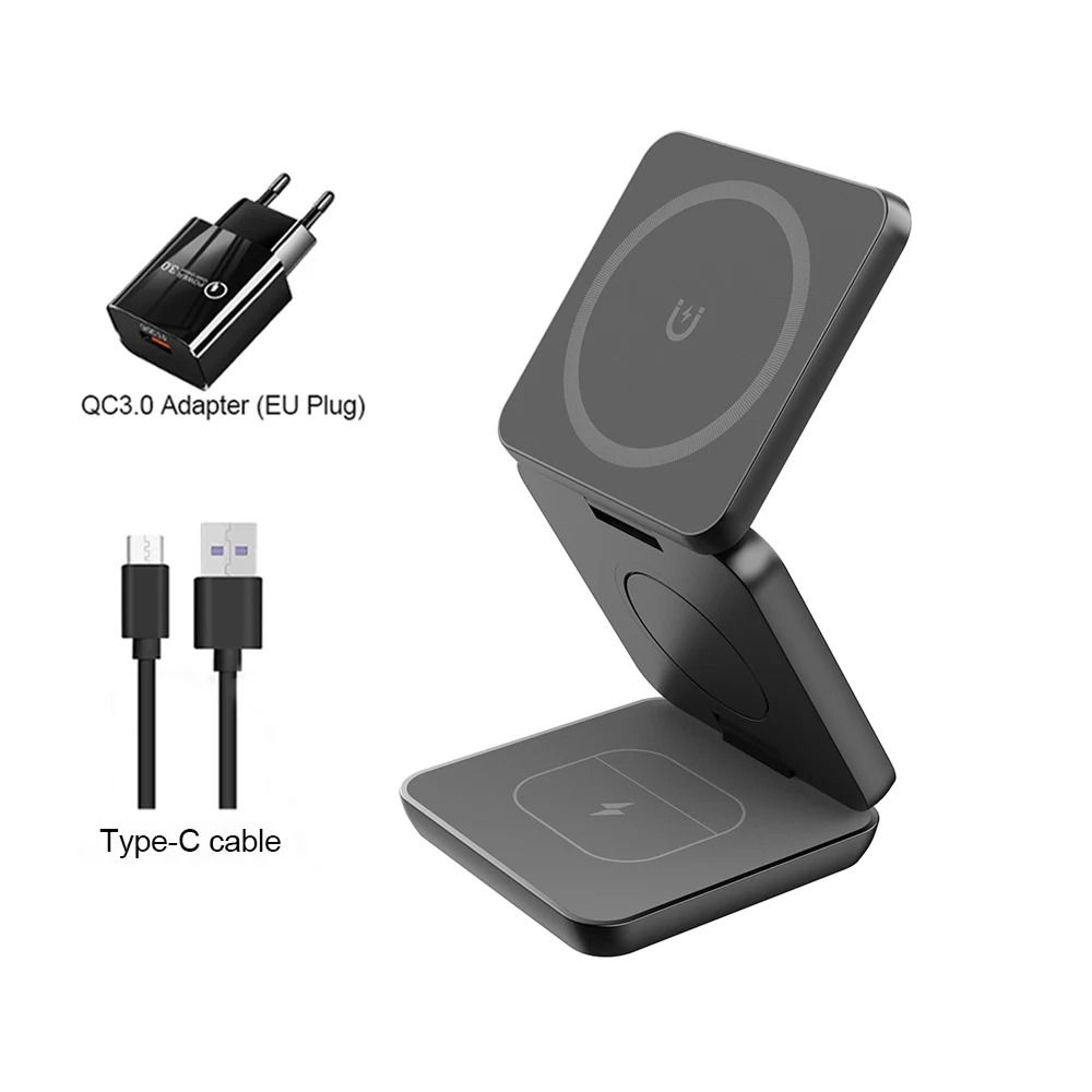 3in1 Foldable Magnetic Wireless Charging Station  Fast Charging Stand For IPhone 16 Series  Apple W 10
