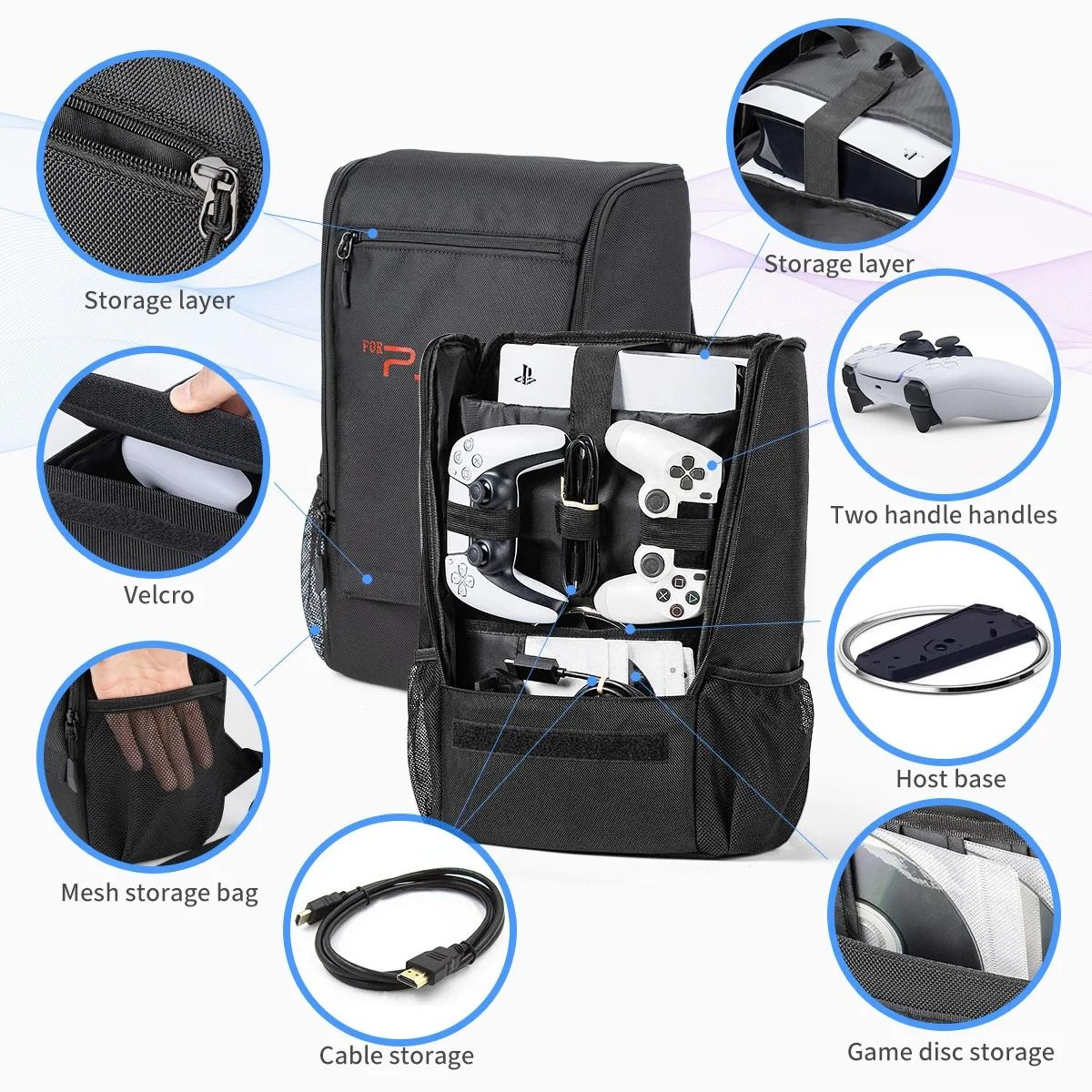 PS5 Pro  Slim Travel Carrying Backpack  Large Capacity Waterproof Console Case For Disc  Digital Ed 1