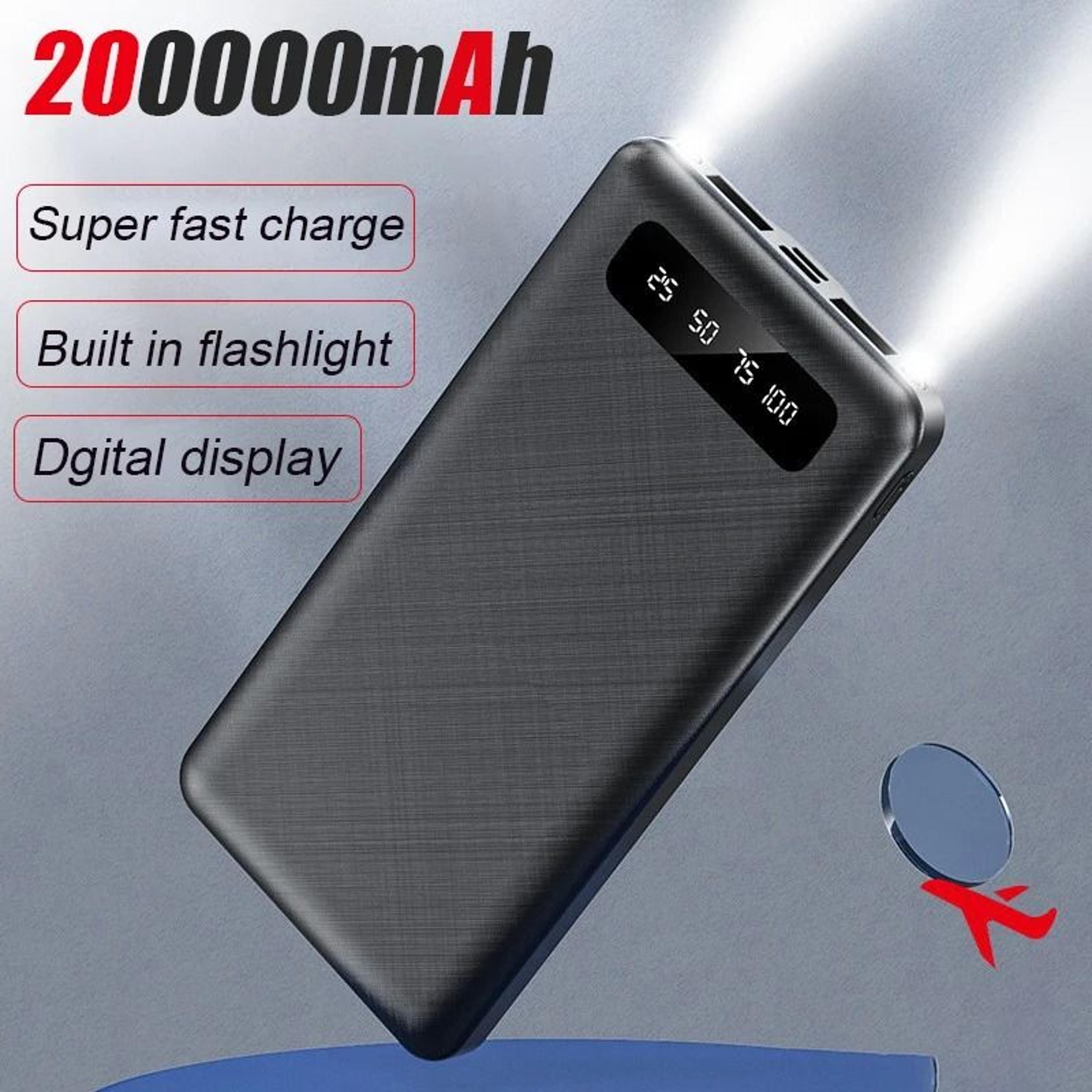 ym-400s ultra-high capacity power bank | 10000mah portable charger with flashlight & digital display