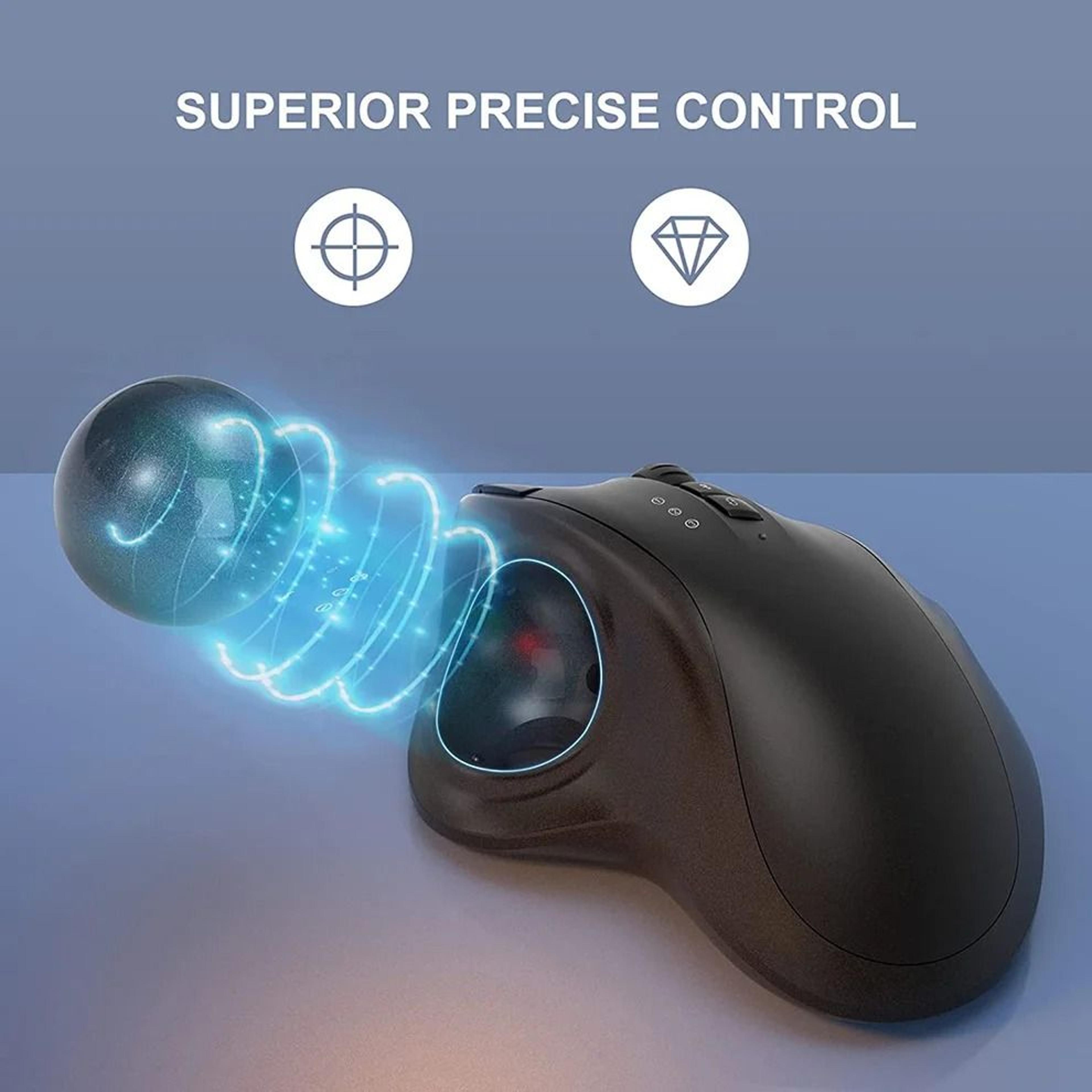Jomaa Ergonomic Wireless Trackball Mouse  Rechargeable DualMode Bluetooth  24G Thumb Control Mouse 5