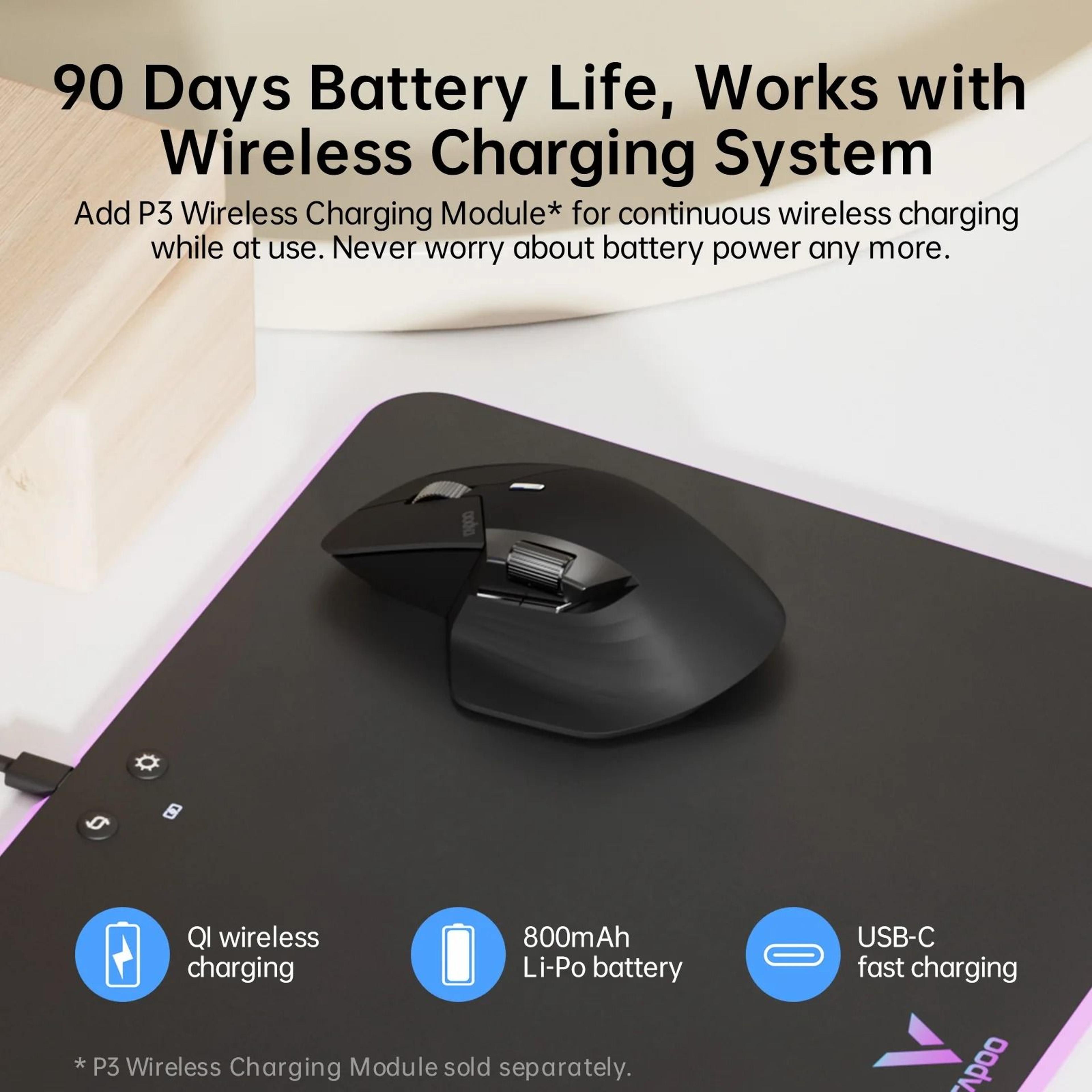 Rapoo MT760 MultiMode Wireless Mouse  Ergonomic Rechargeable Laser Mouse With 4000 DPI 3