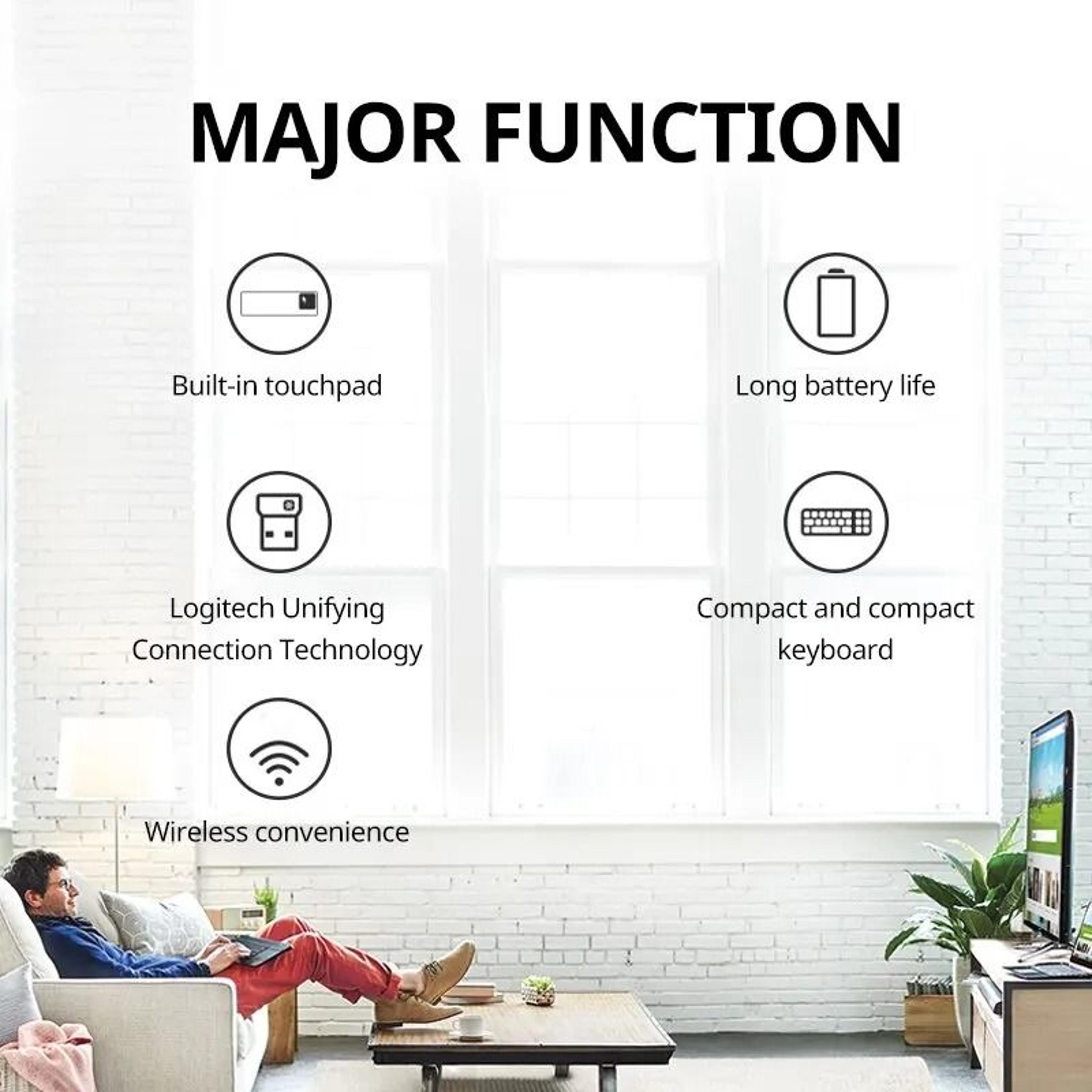 Logitech K400 Plus Wireless Touch Keyboard  Integrated Touchpad For Android Smart TV  Laptops 1