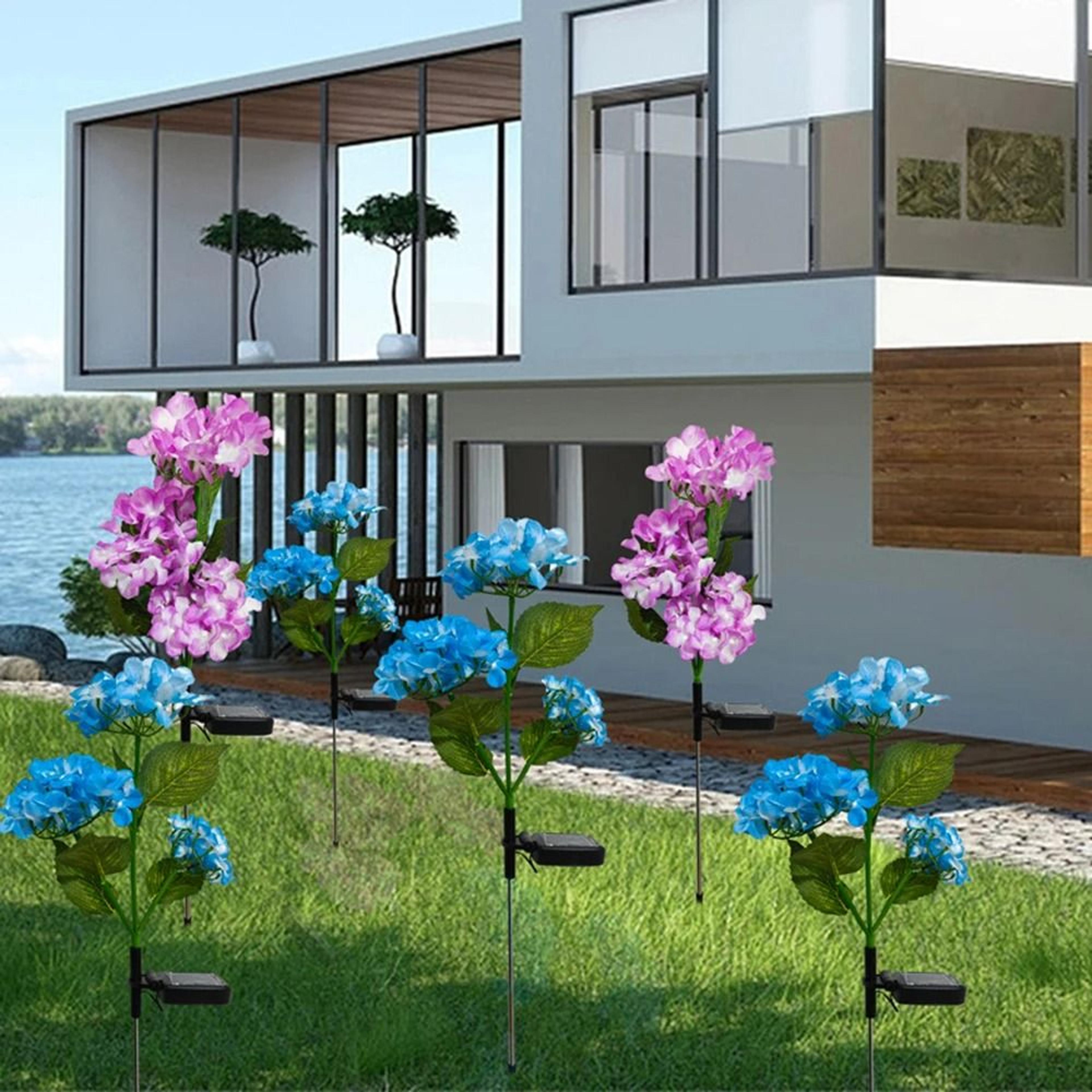 3Head Solar Hydrangea  Rose Garden Lights  Decorative LED Floral Lamps For Patios  Lawns 3