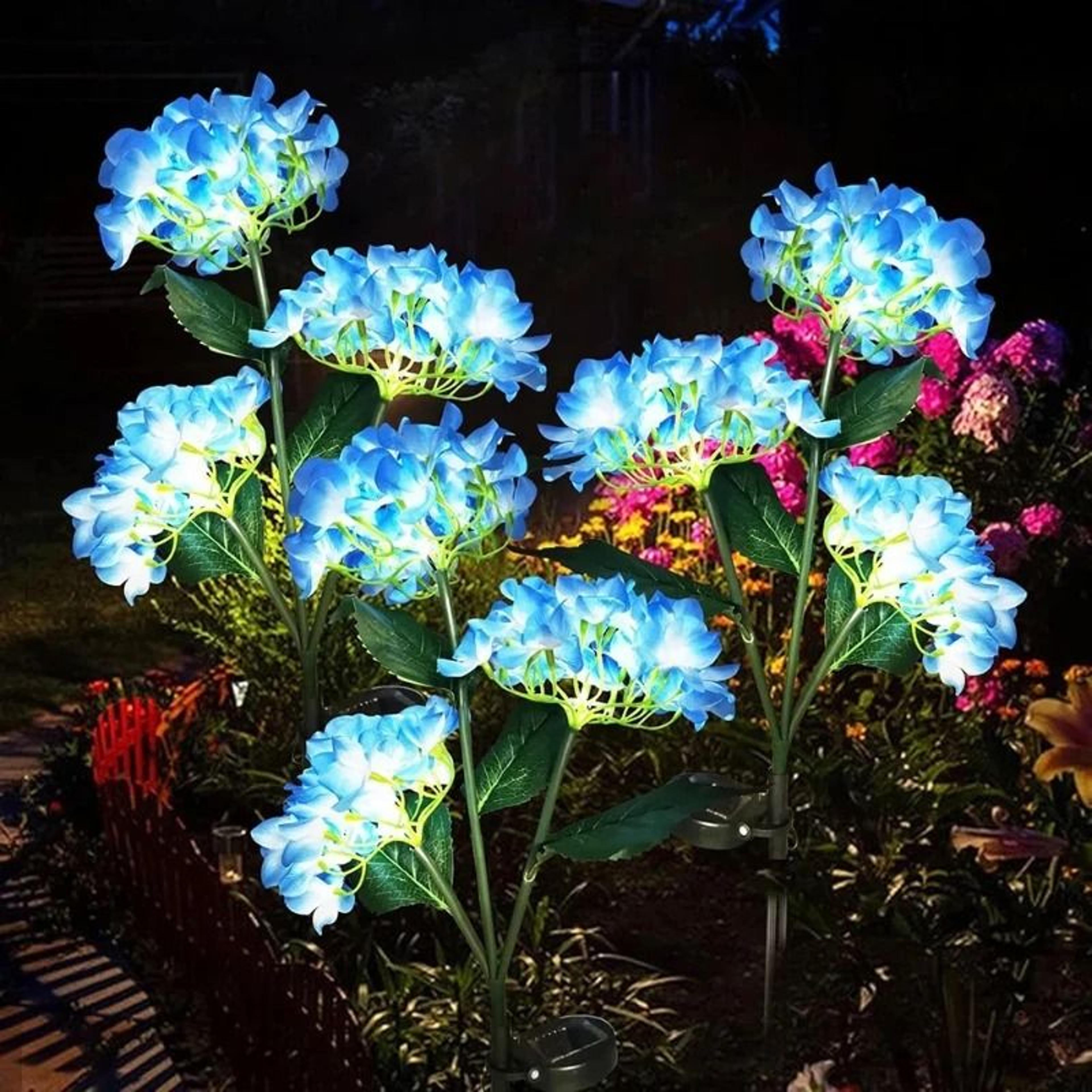 3Head Solar Hydrangea  Rose Garden Lights  Decorative Floral LED Memorial Landscape Lighting 2