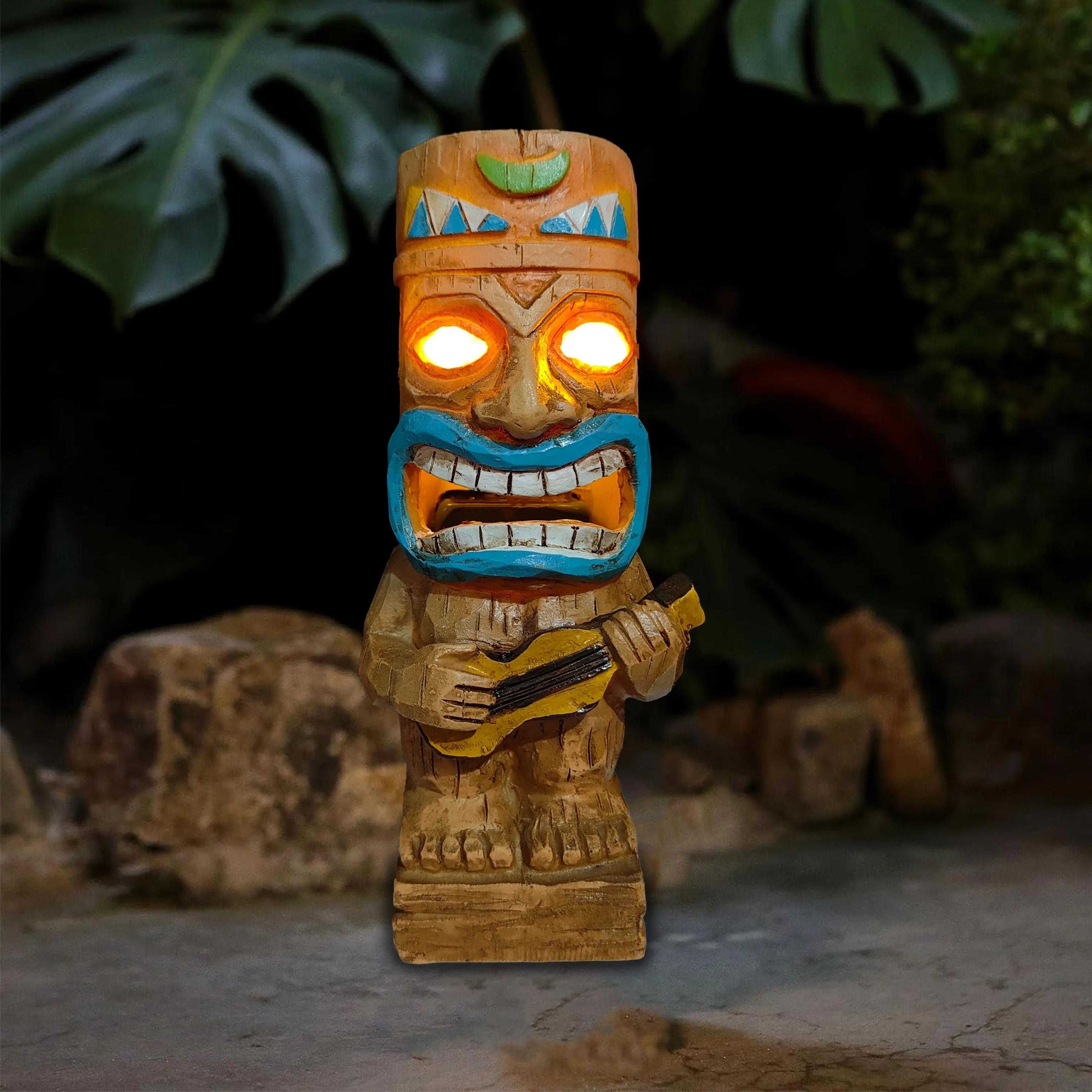 Solar Tiki Totem Statue  Tropical Hawaiian Party Decor  Outdoor Backyard Patio Lighting 8