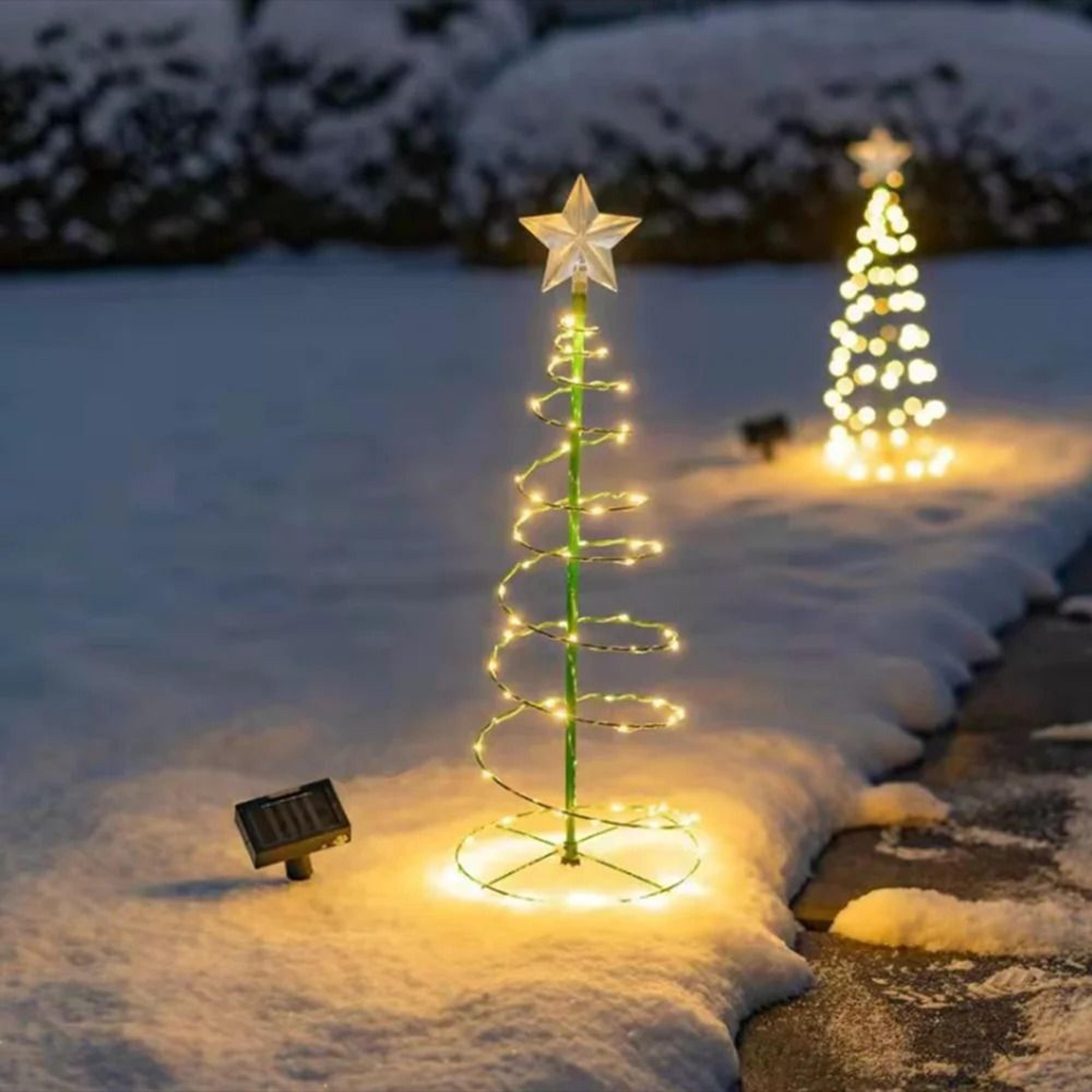 LED Solar Wrought Iron Star Christmas Tree Lights  Waterproof Outdoor Patio  Garden Decorative Lawn 4