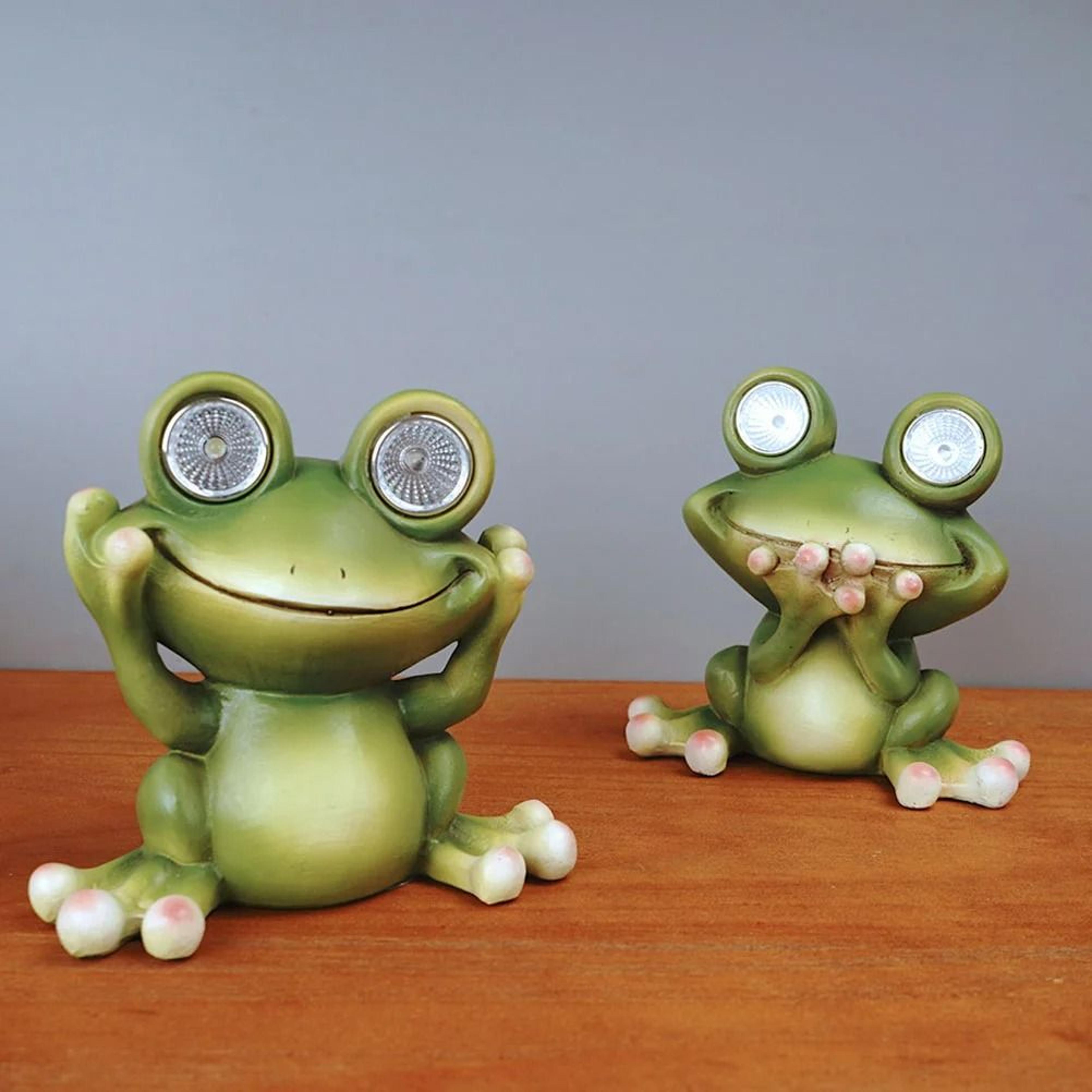 Solar Frog Garden Statue Light  HandPainted Resin Figurine Ornament For Outdoor Yard  Pathway 4