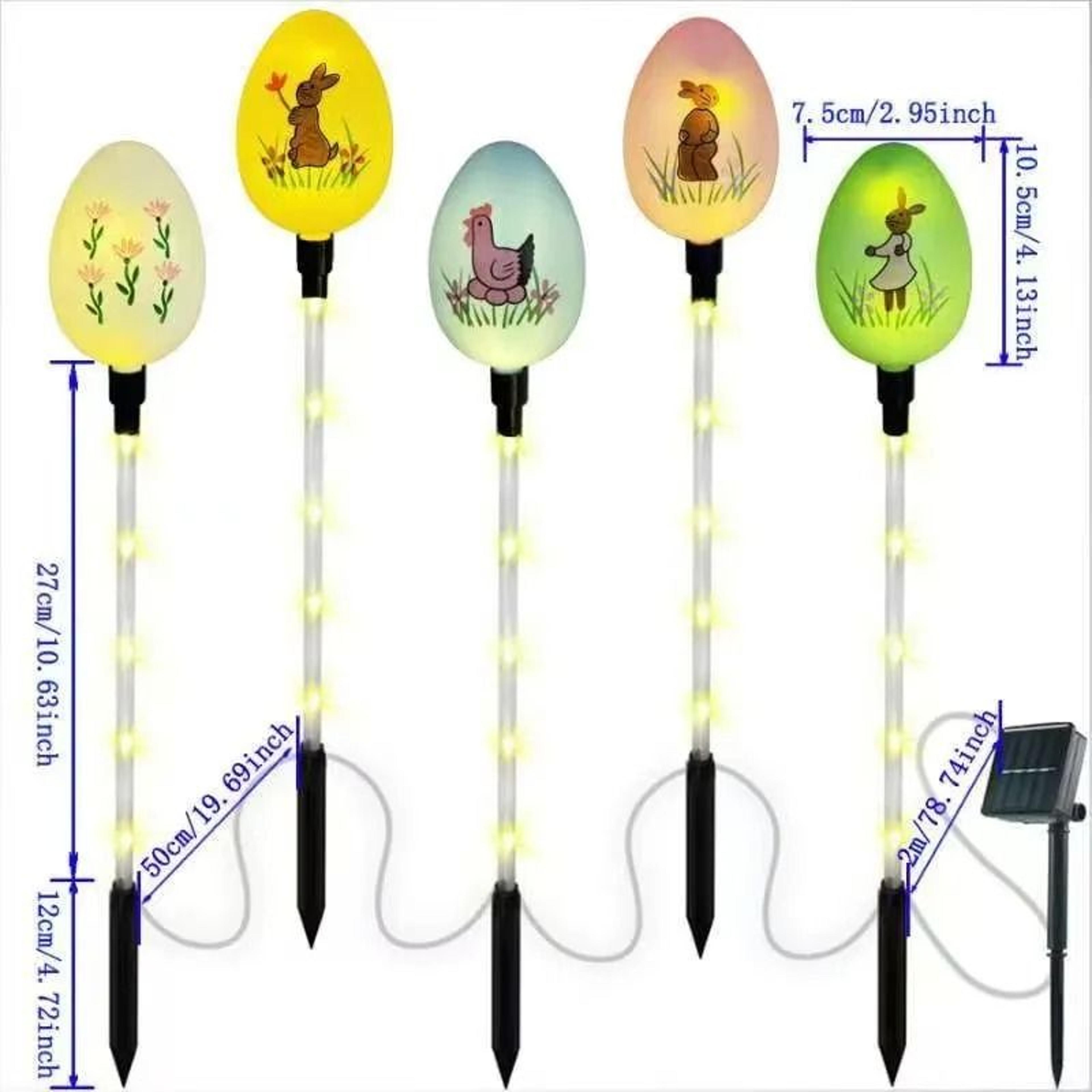 5Pack Solar Easter Egg Stake Lights  8Mode Waterproof Outdoor Garden  Pathway Decorations 5