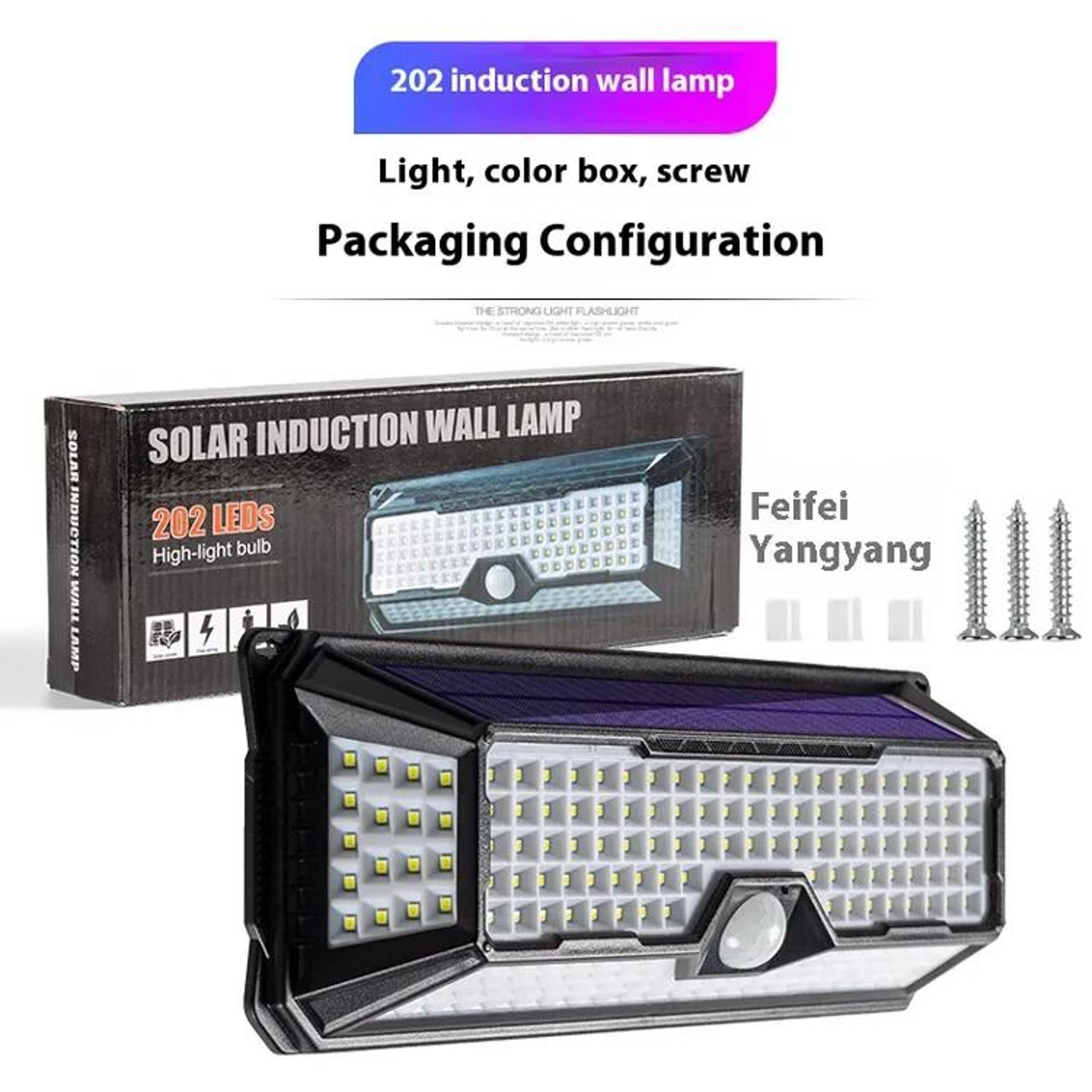202LED Solar Induction Wall Lamp  IP65 Waterproof Human Body Sensor Security Light With 3 Modes 6