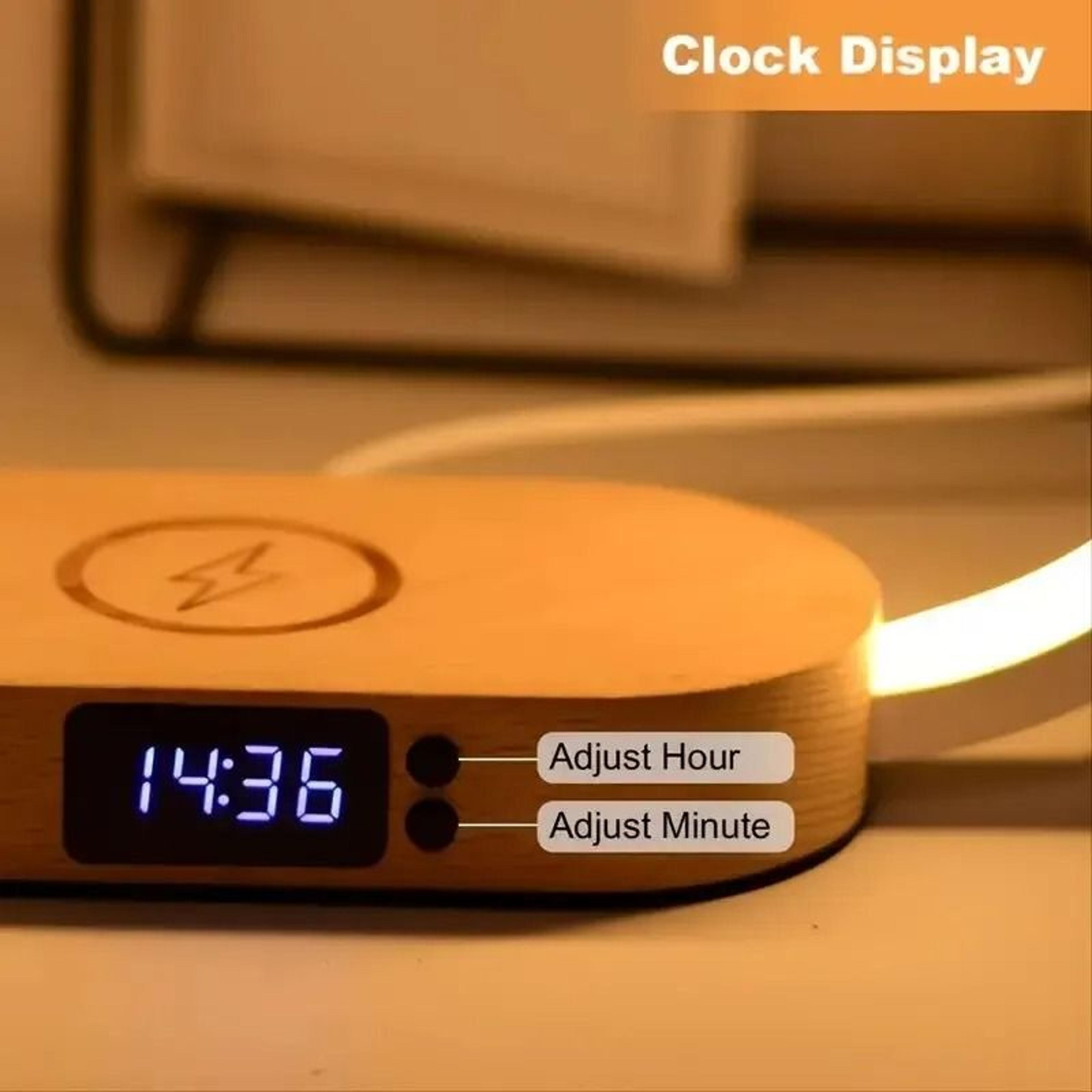 10W Multifunction Wireless Charger Dock  LED Night Light  Digital Clock Station For IPhone  Samsung 5